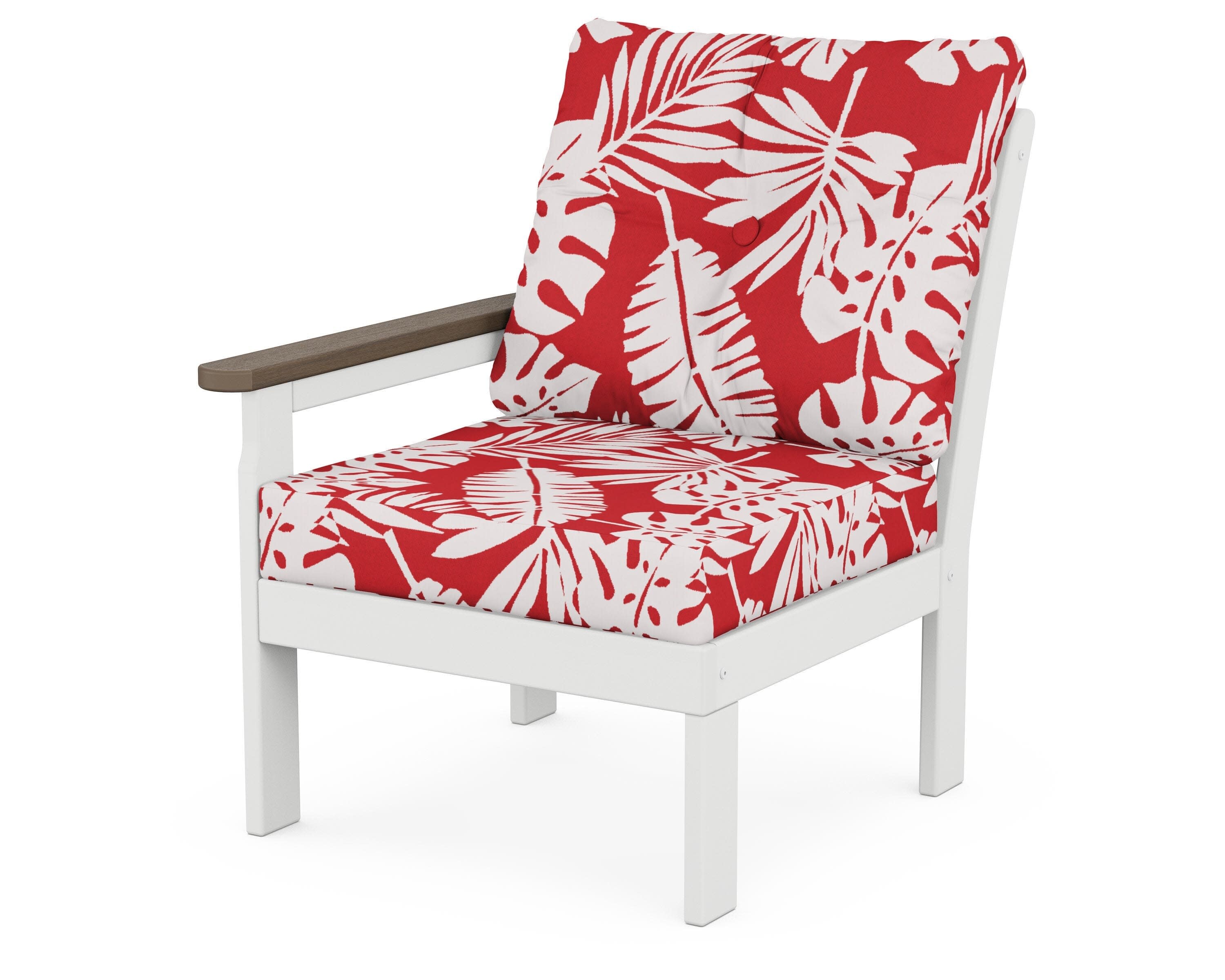 Vineyard Modular Left Arm Chair in White / Kona / Leaf Crimson