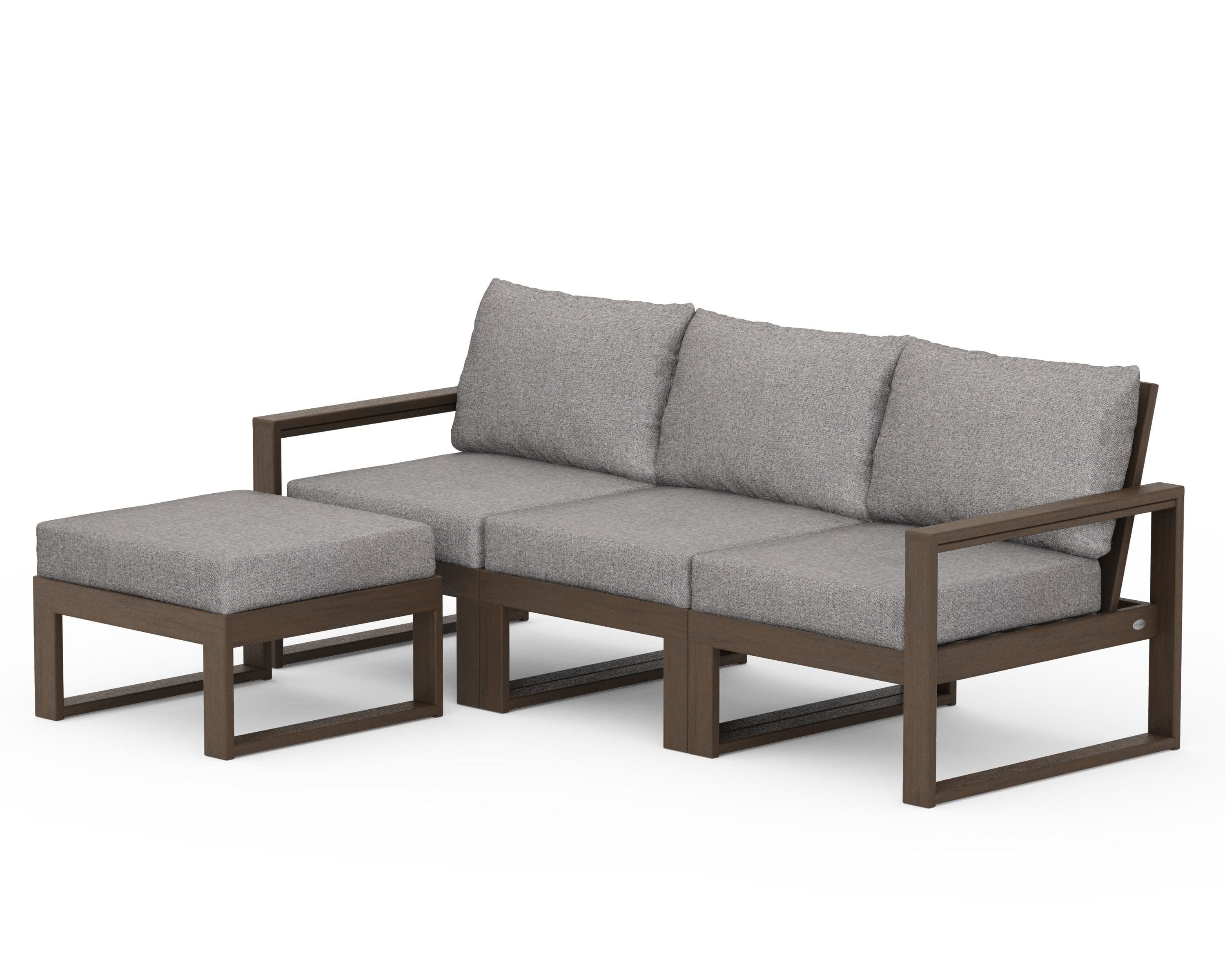 EDGE 4-Piece Modular Deep Seating Set with Ottoman in Kona / Grey Mist