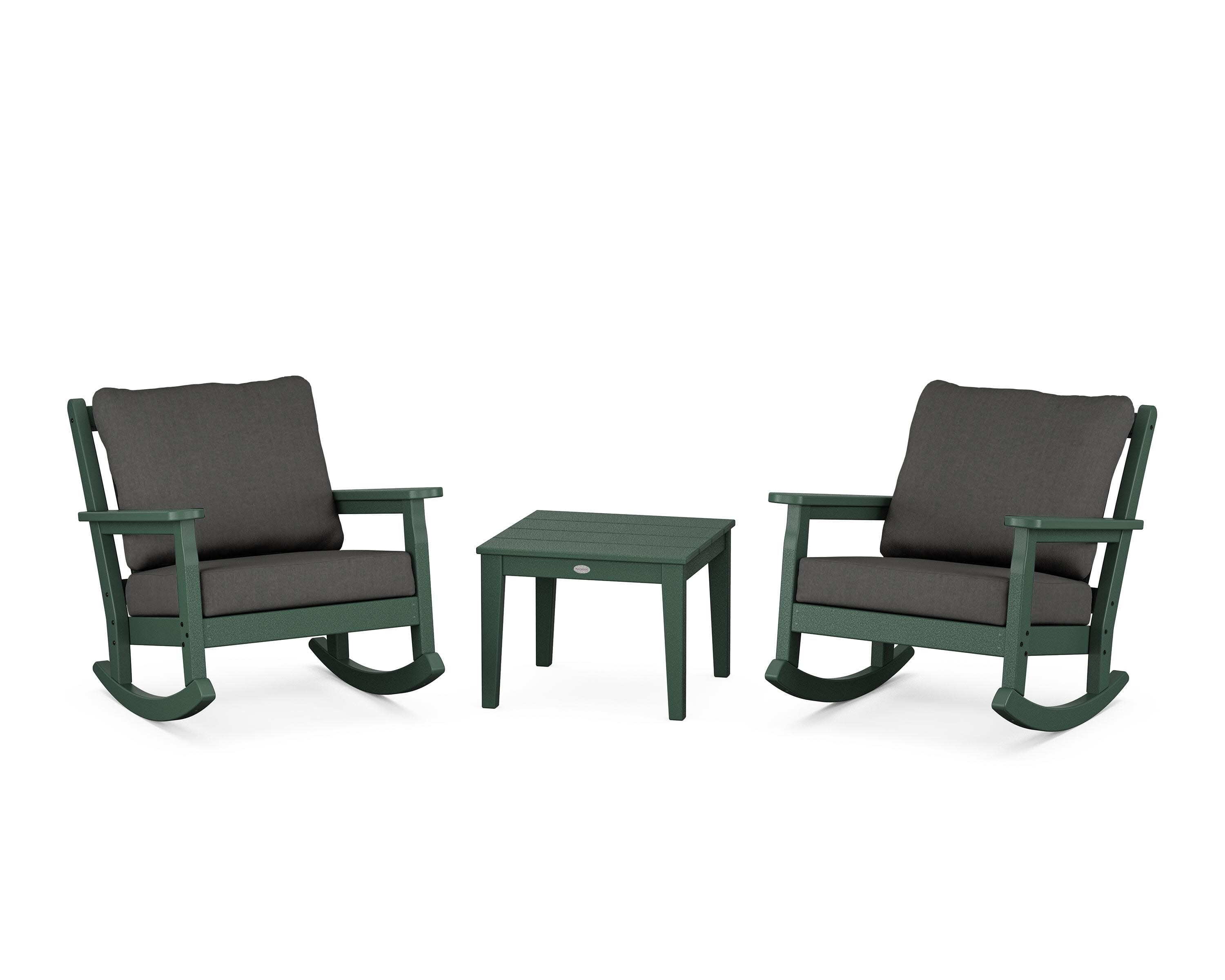 Chippendale 3-Piece Deep Seating Rocker Set in Green / Spectrum Carbon
