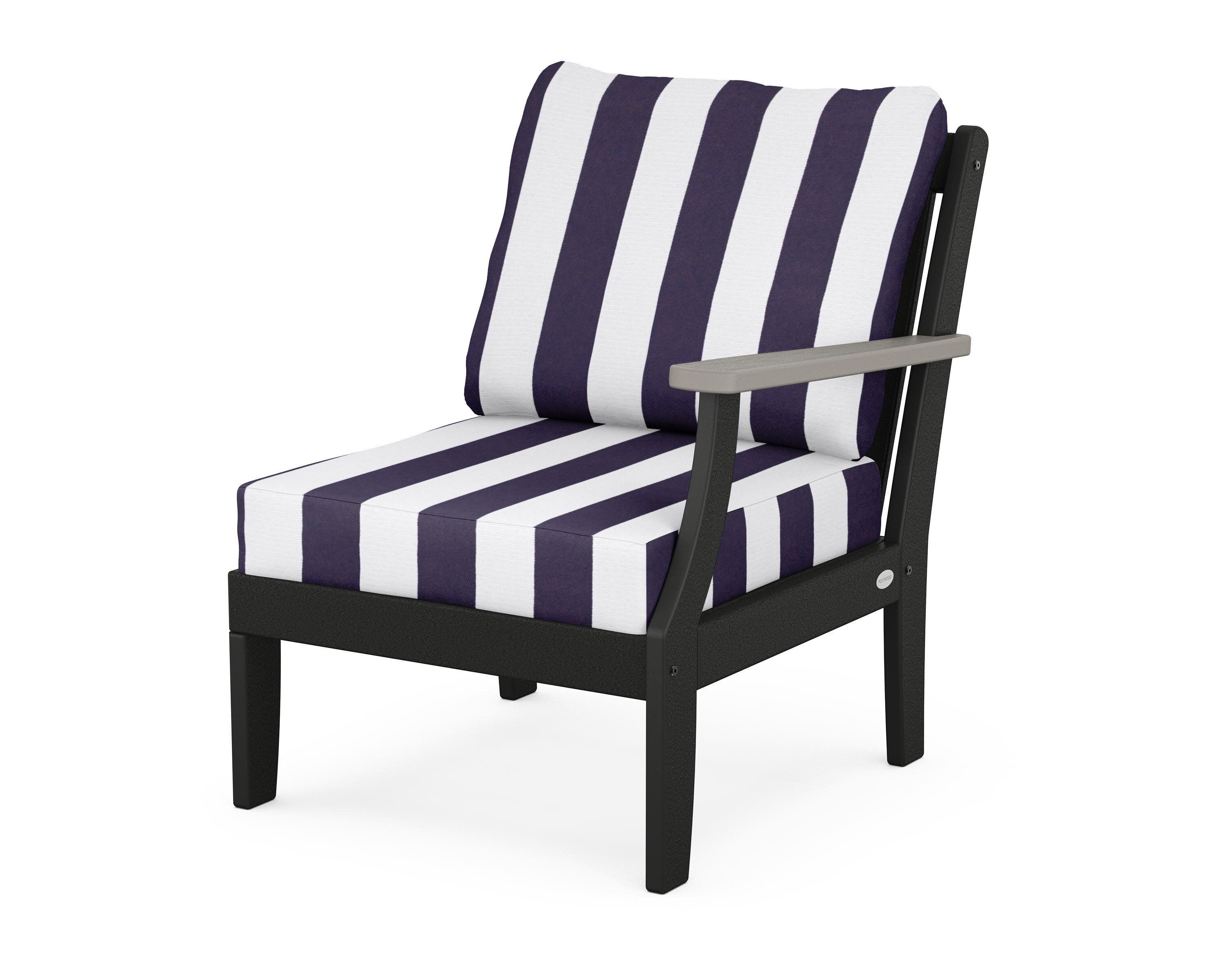 Braxton Modular Right Arm Chair in Black / Driftwood / Cabana Stripe Navy