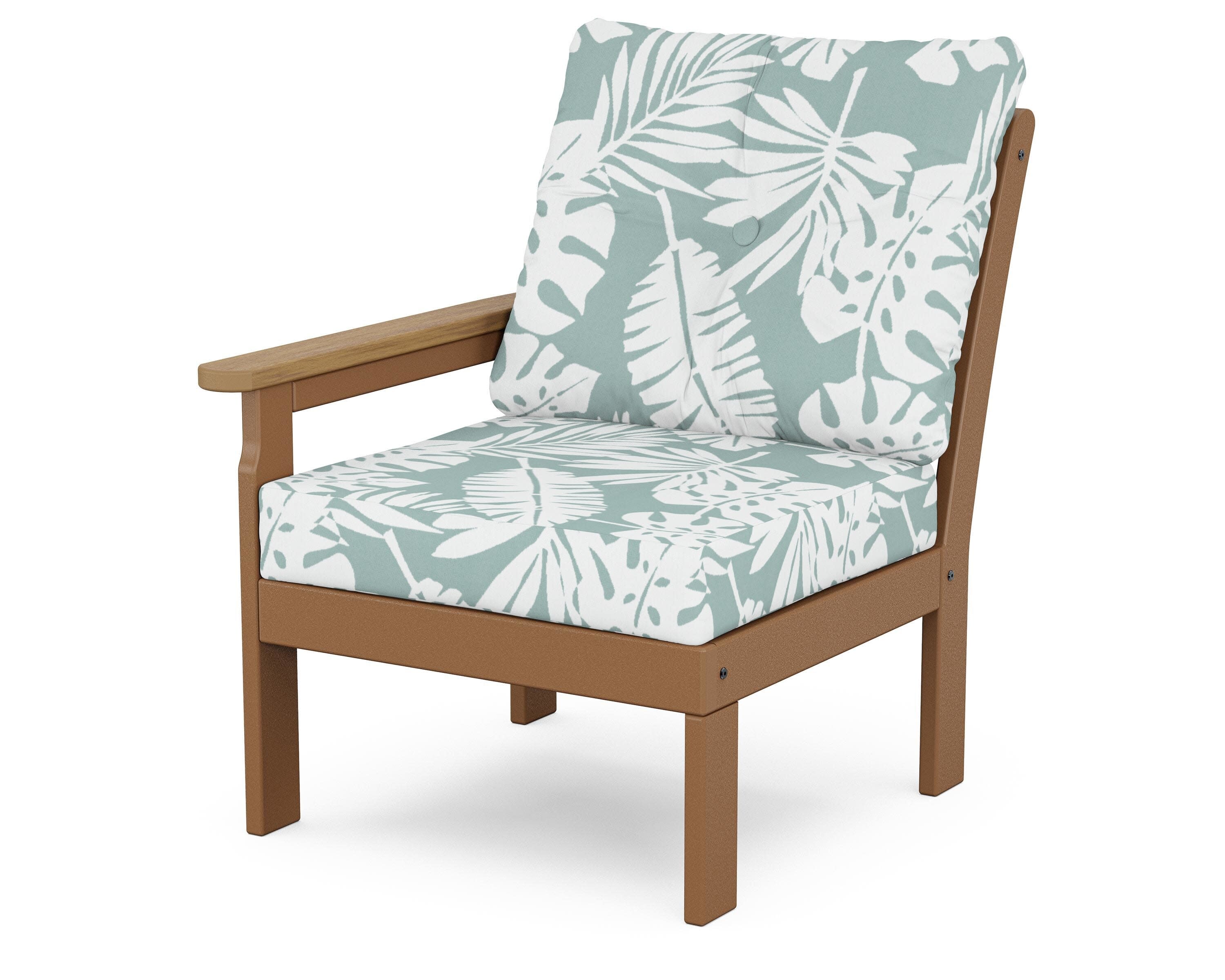 Vineyard Modular Left Arm Chair in Teak / Natural / Leaf Glacier Spa