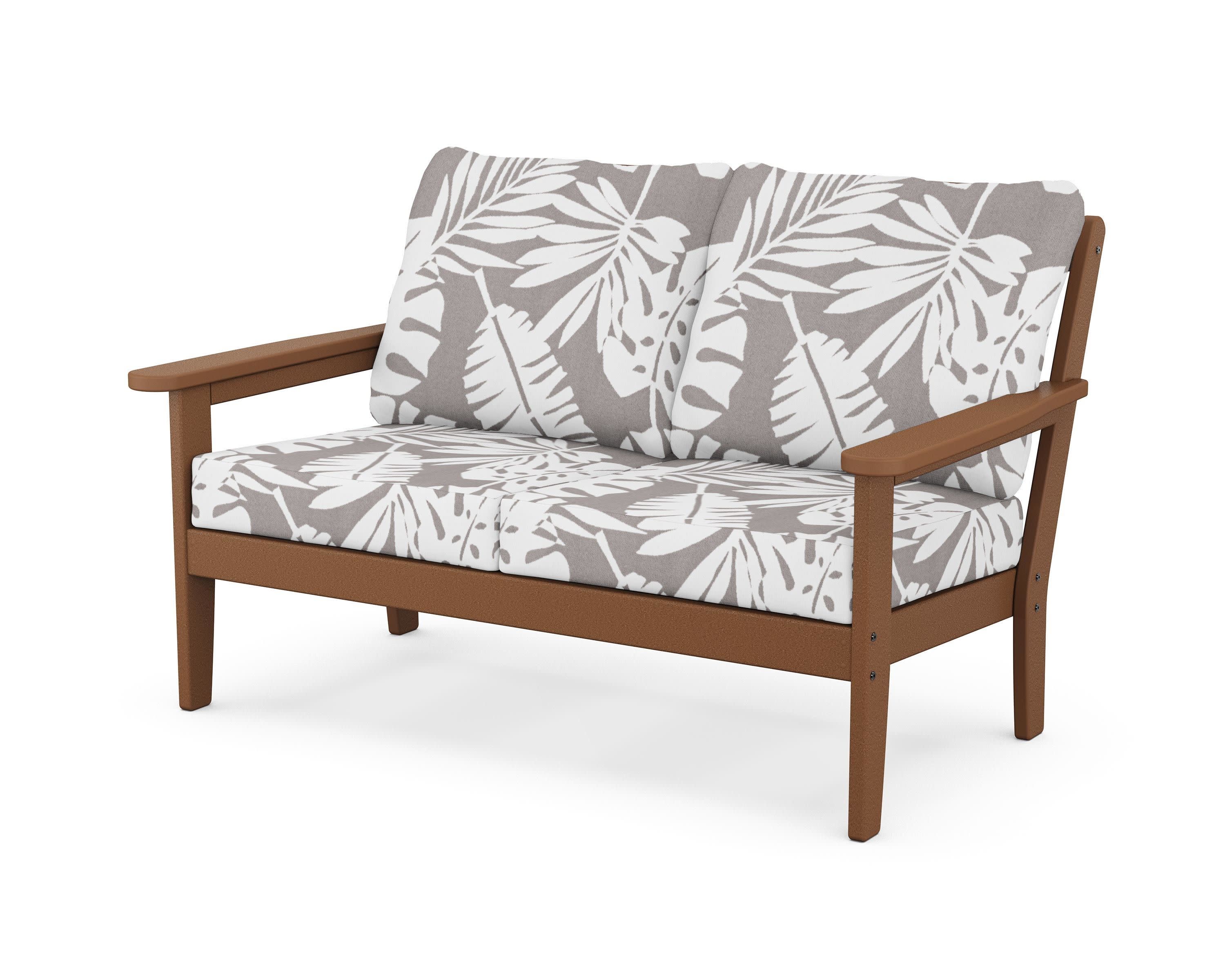 Cottage Deep Seating Loveseat in Teak / Leaf Grey Mist