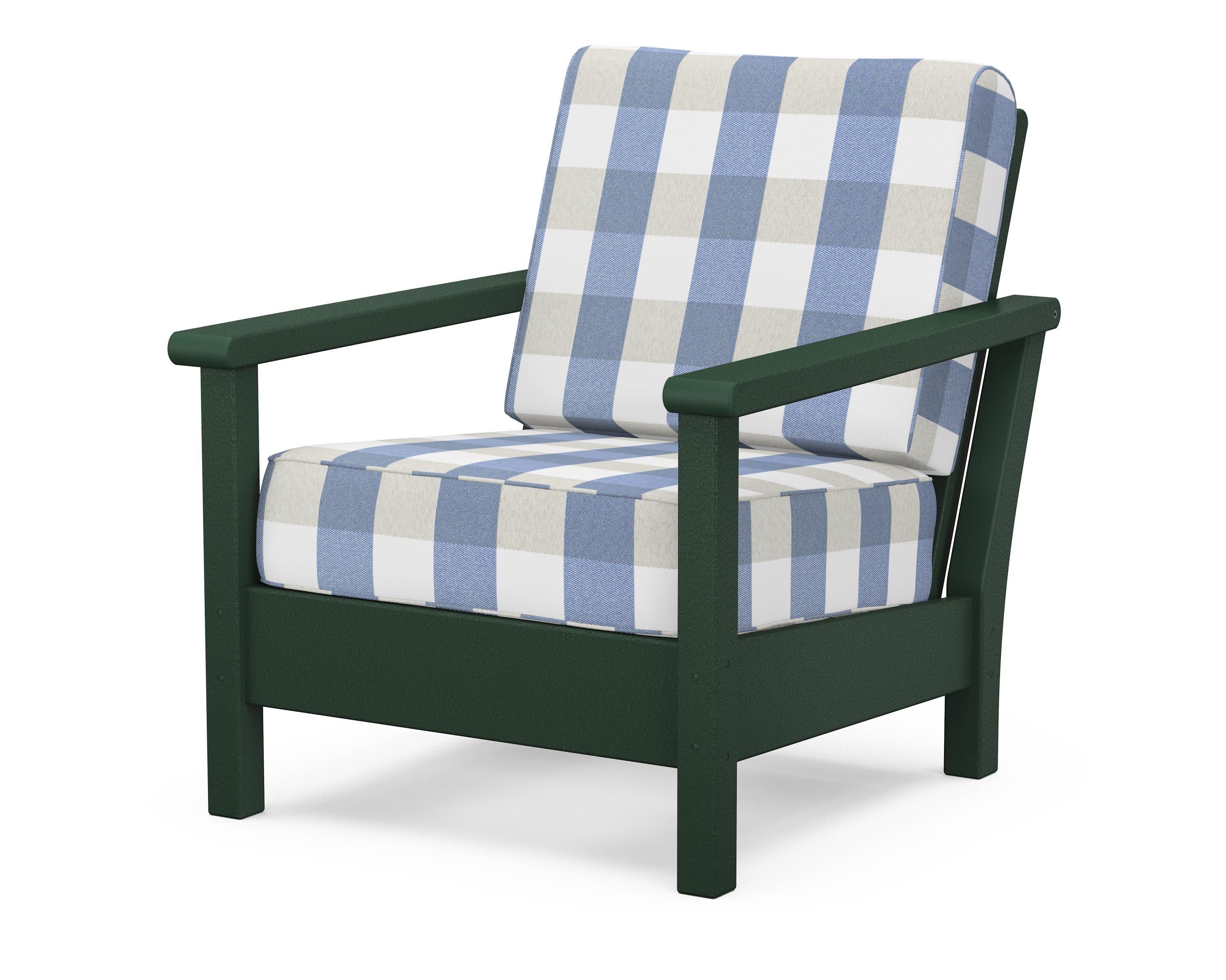 Harbour Deep Seating Chair in Green / Buffalo Plaid Sky Blue