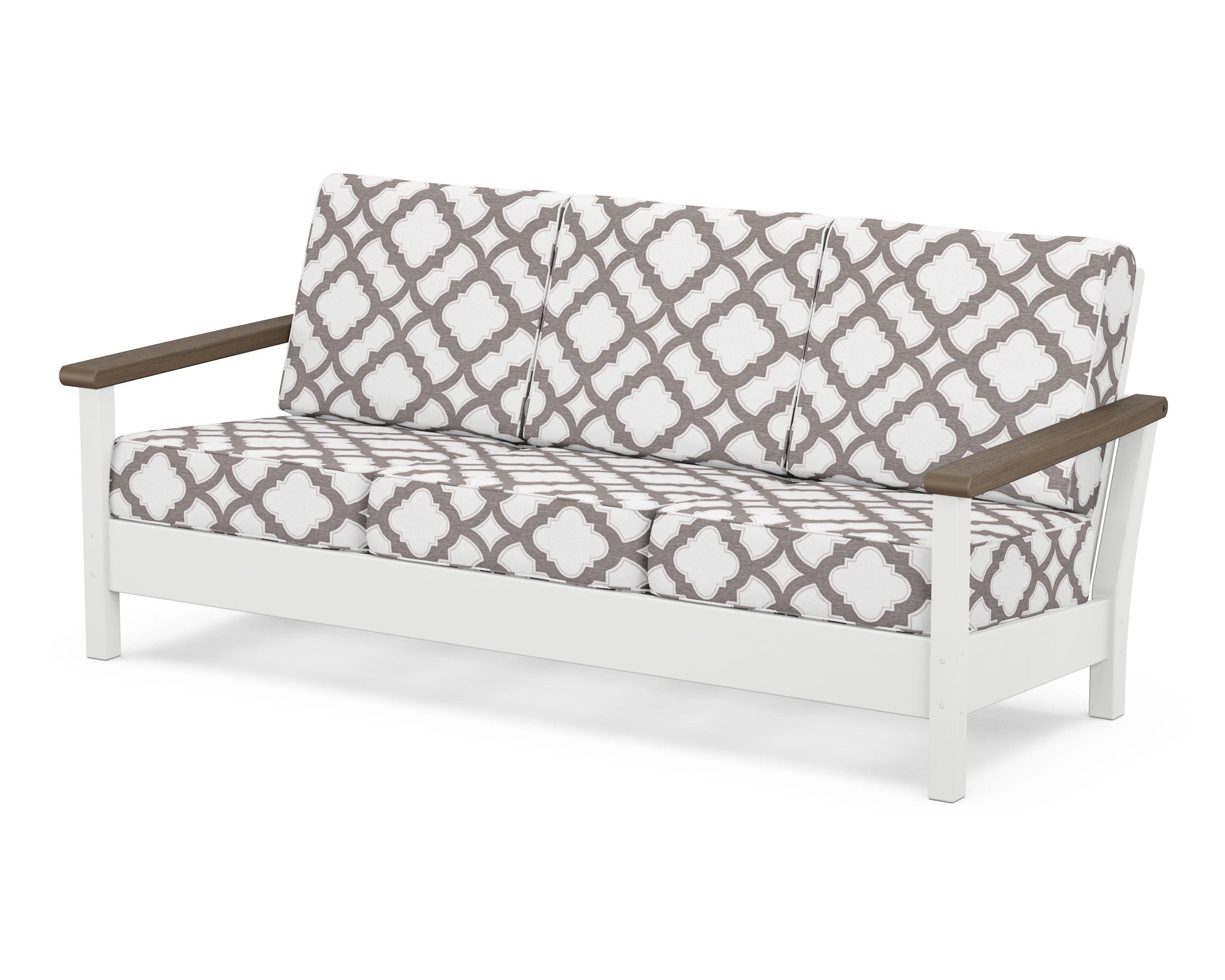 Harbour Deep Seating Sofa in White / Kona / Trellis Grey Mist