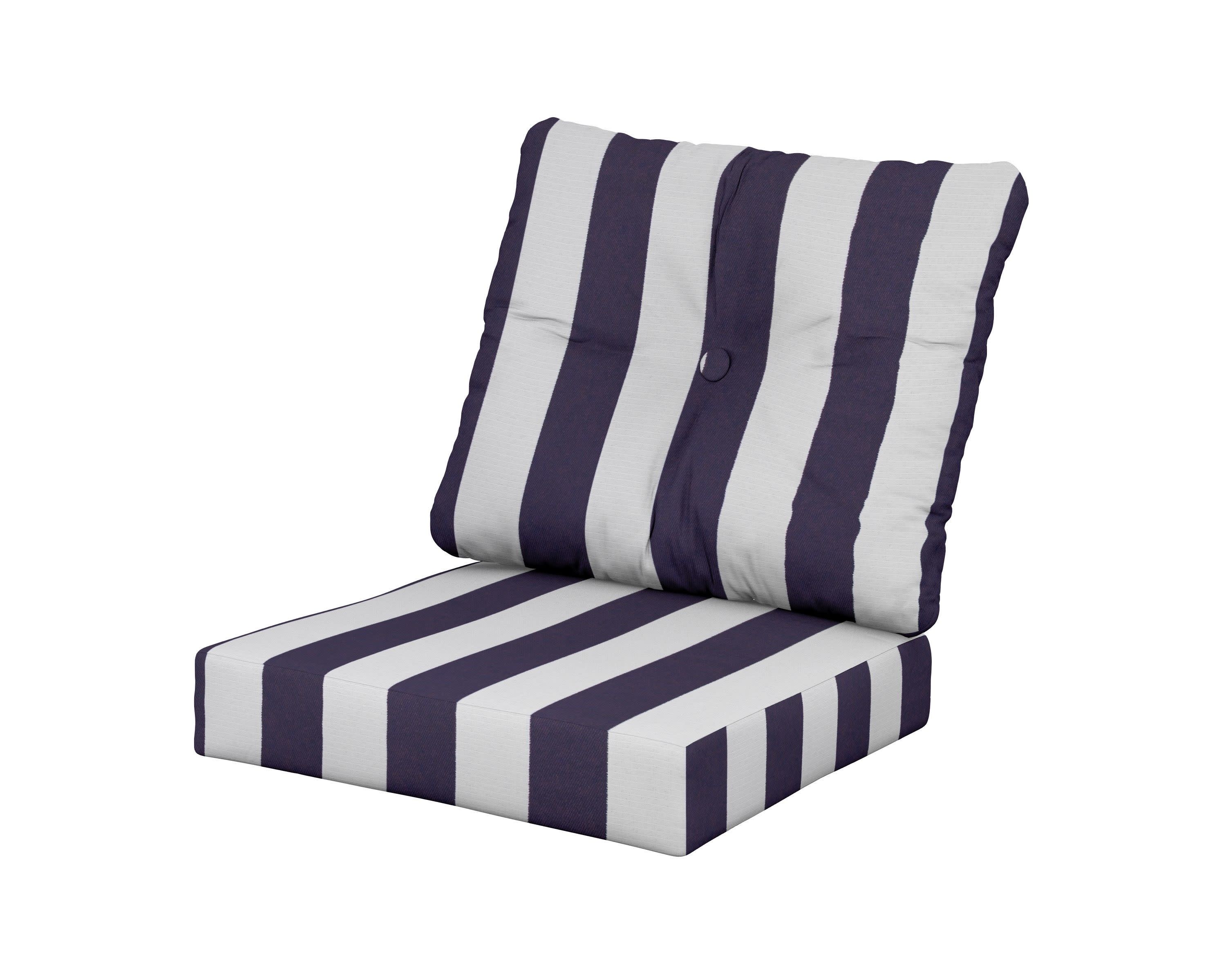 Vineyard Seat/Back Cushion in Cabana Stripe Navy