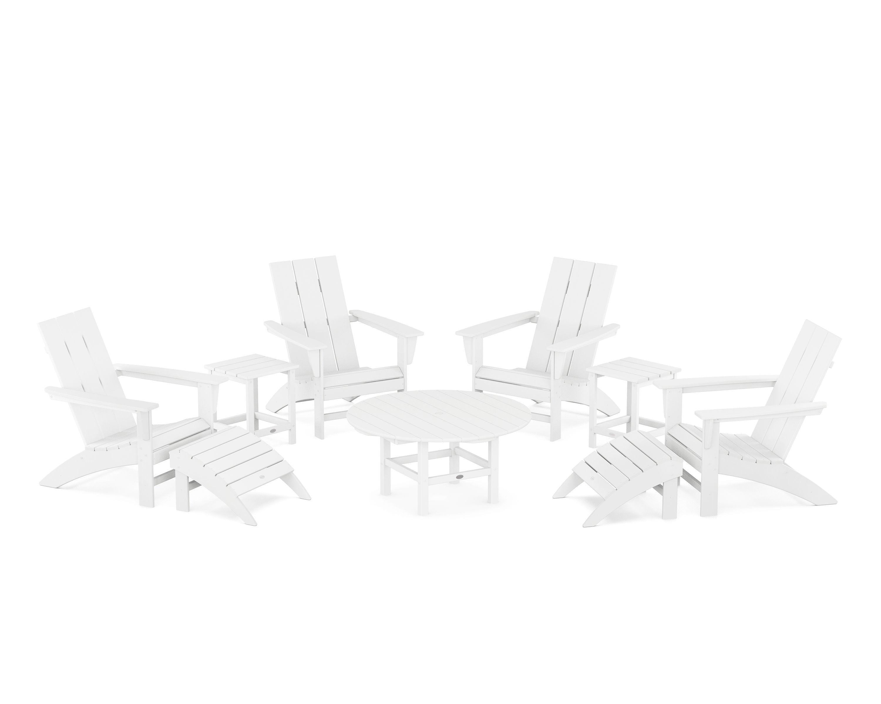 Modern Adirondack Chair 9-Piece Conversation Set in White