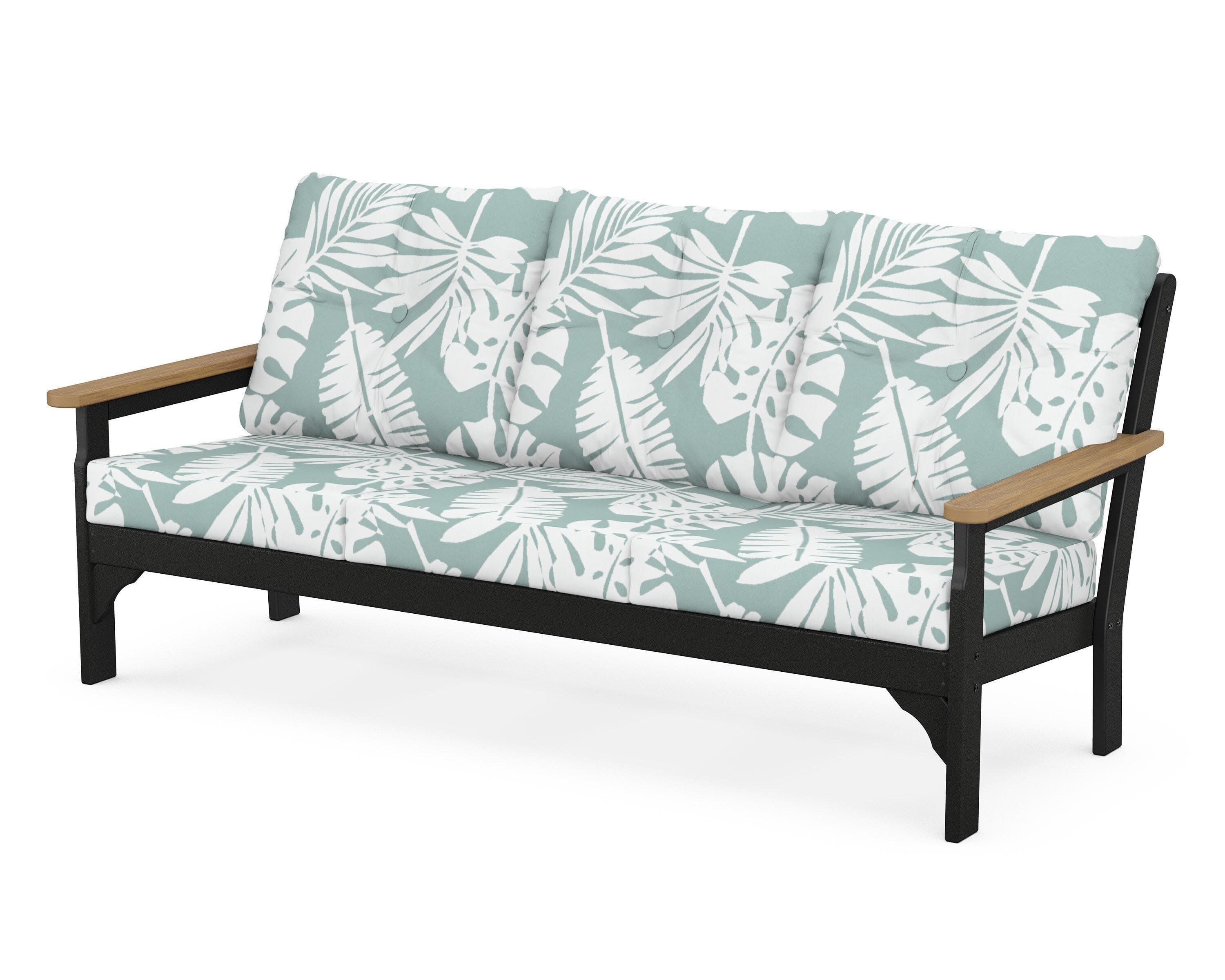 Vineyard Deep Seating Sofa in Black / Natural / Leaf Glacier Spa