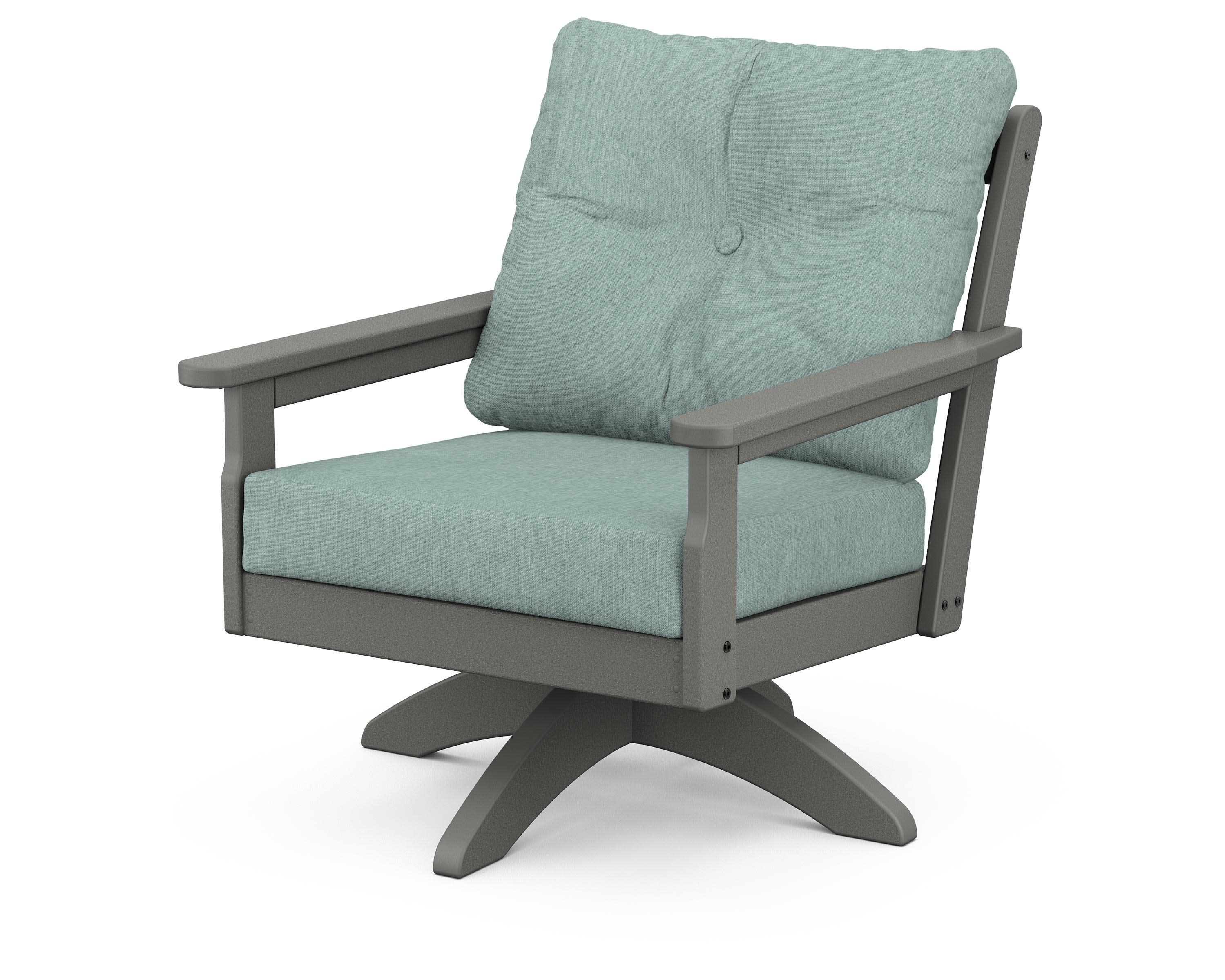 Vineyard Deep Seating Swivel Chair in Slate Grey / Glacier Spa