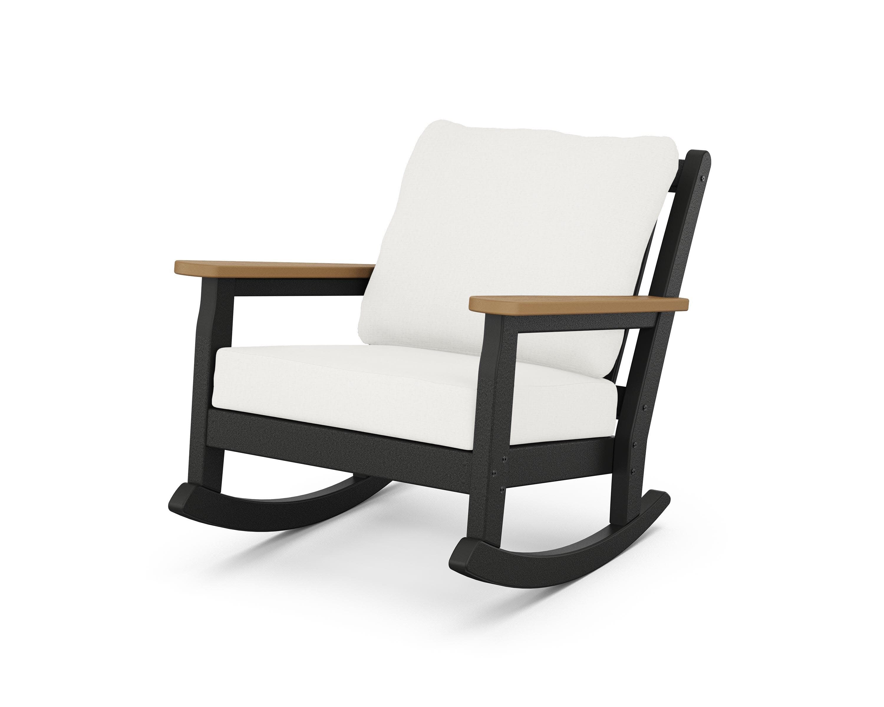 Chippendale Deep Seating Rocking Chair in Black / Natural / Natural Linen