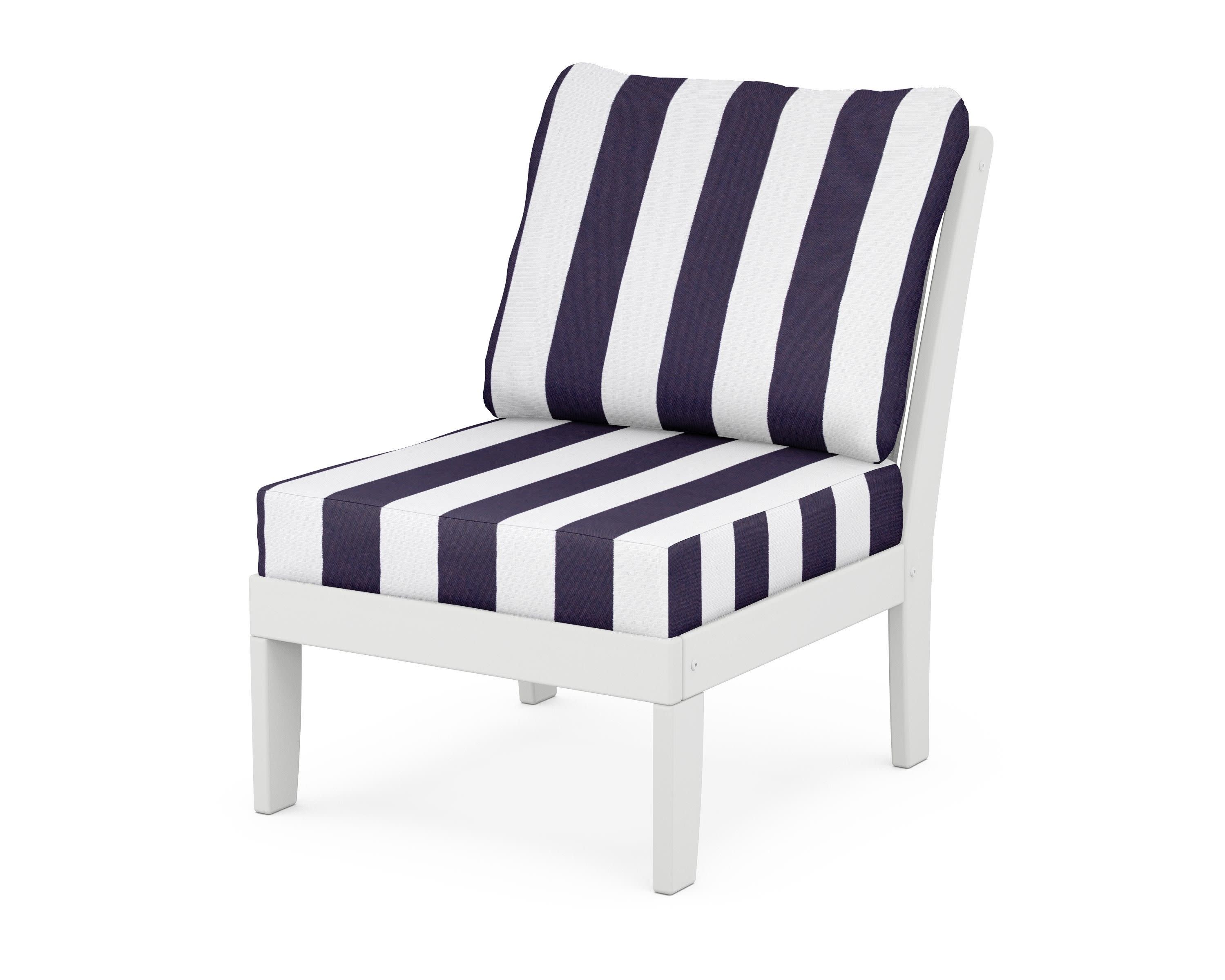 Braxton Modular Armless Chair in White / Cabana Stripe Navy