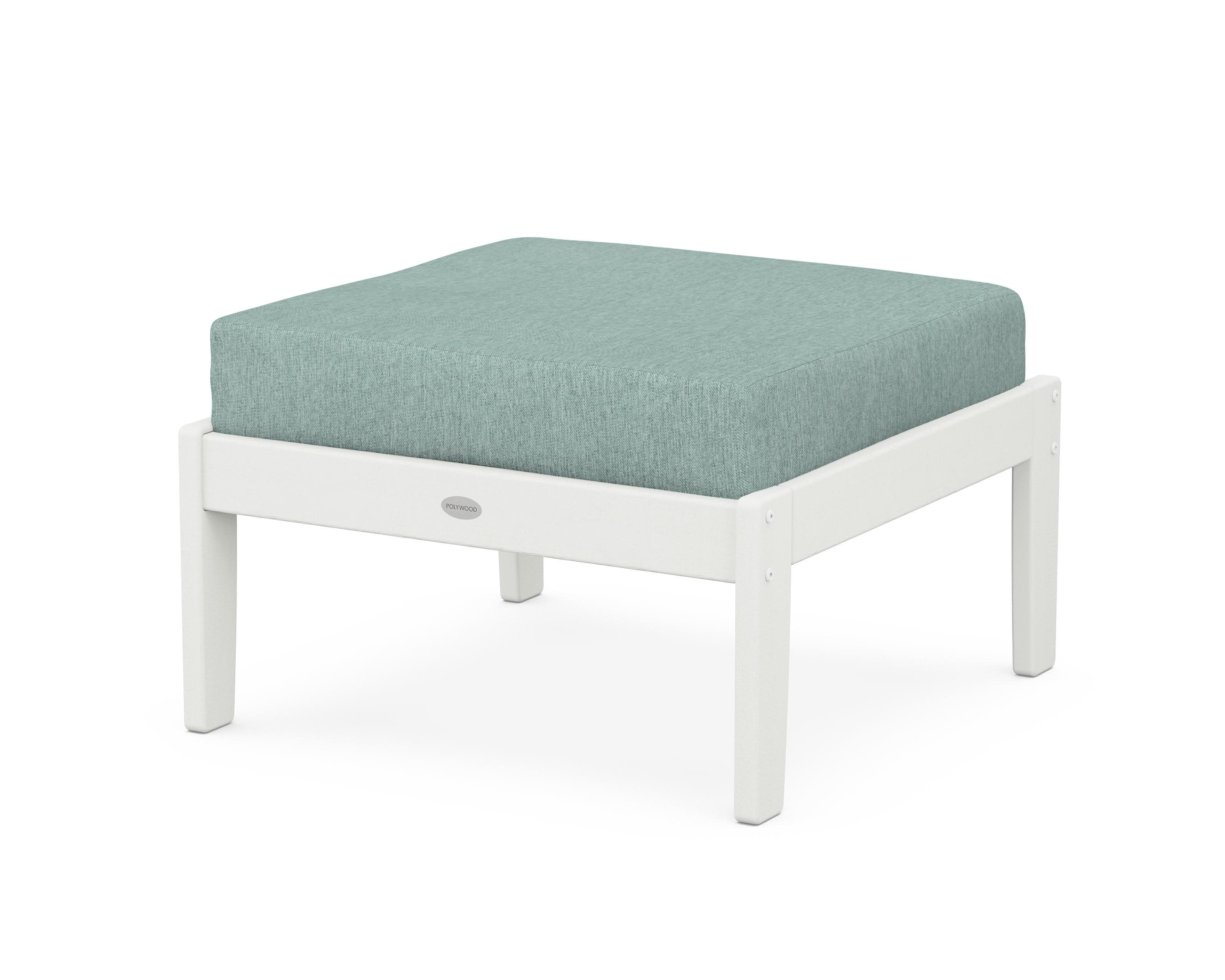 Braxton Deep Seating Ottoman in Vintage White / Glacier Spa