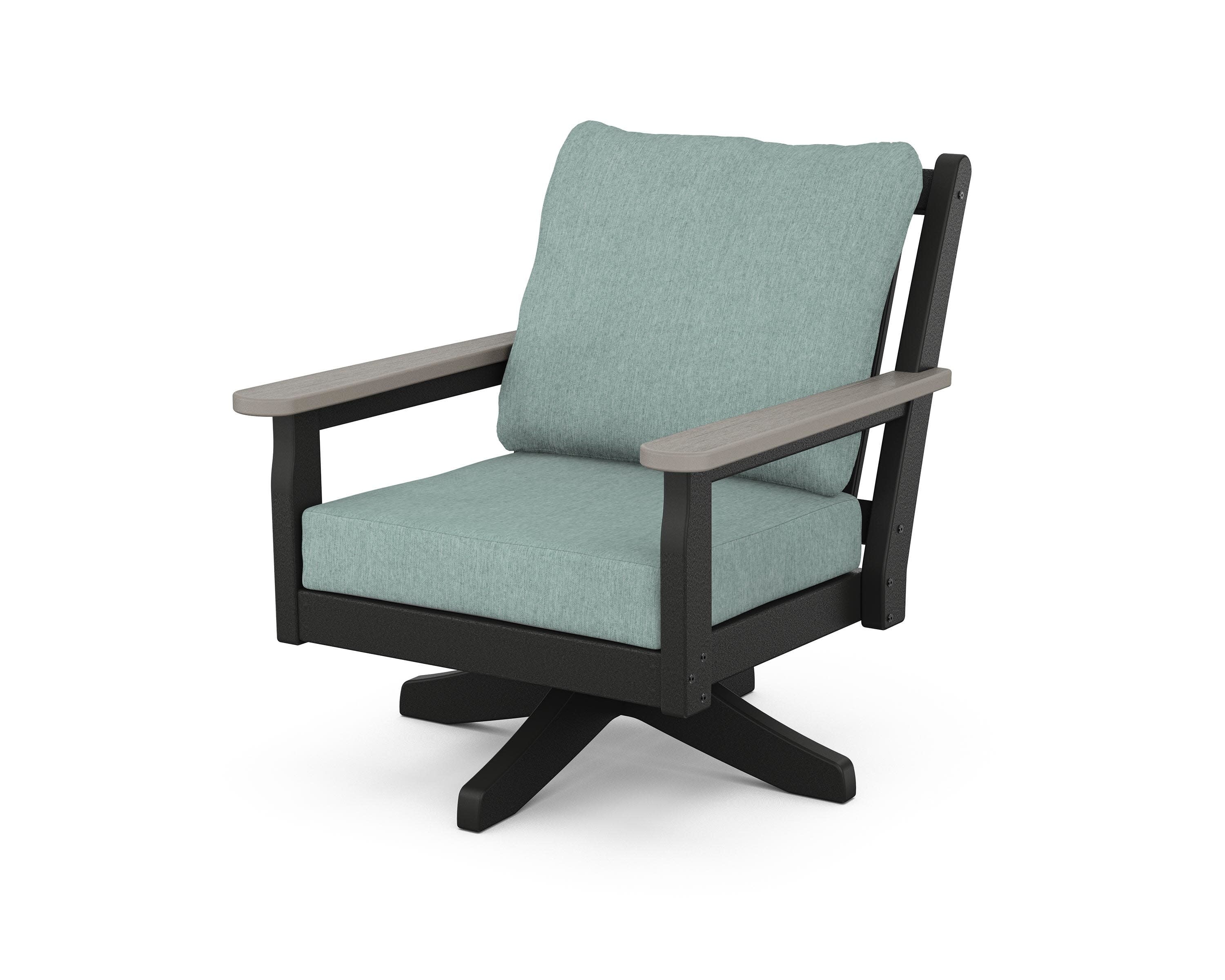 Chippendale Deep Seating Swivel Chair in Black / Driftwood / Glacier Spa