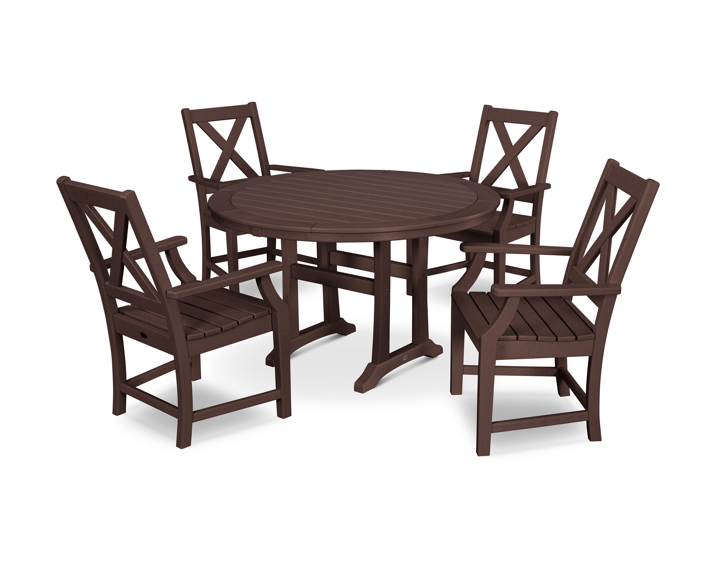 Braxton 5-Piece Nautical Trestle Arm Chair Dining Set in Mahogany