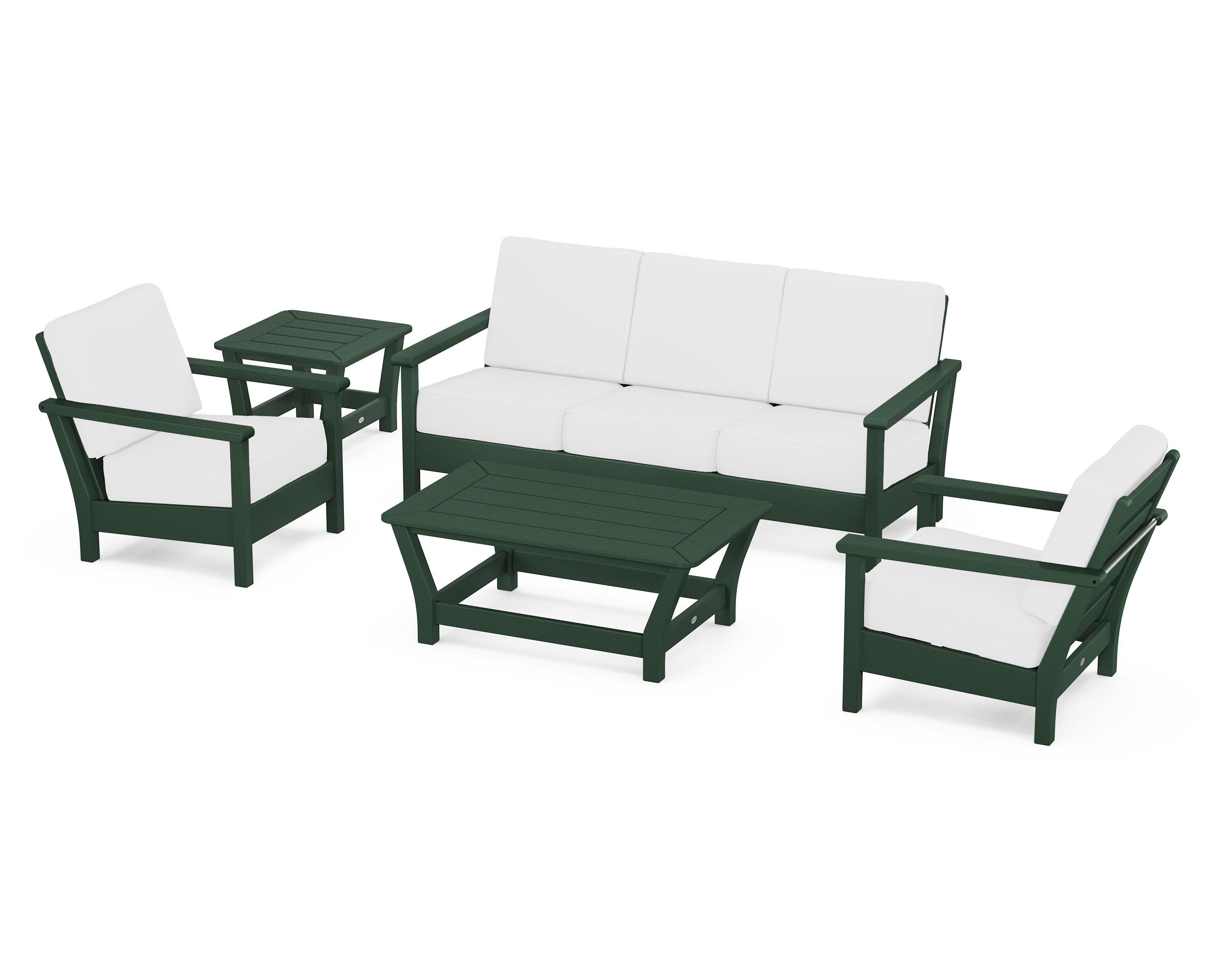 Harbour 5-Piece Deep Seating Set in Green / Natural