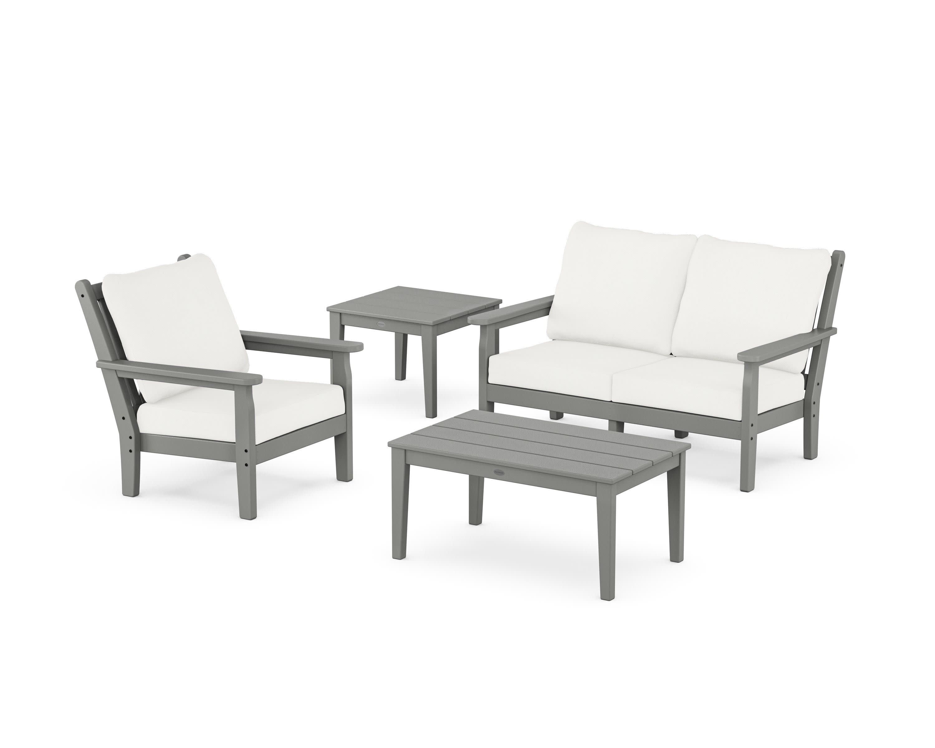 Chippendale 4-Piece Deep Seating Set in Slate Grey / Natural Linen