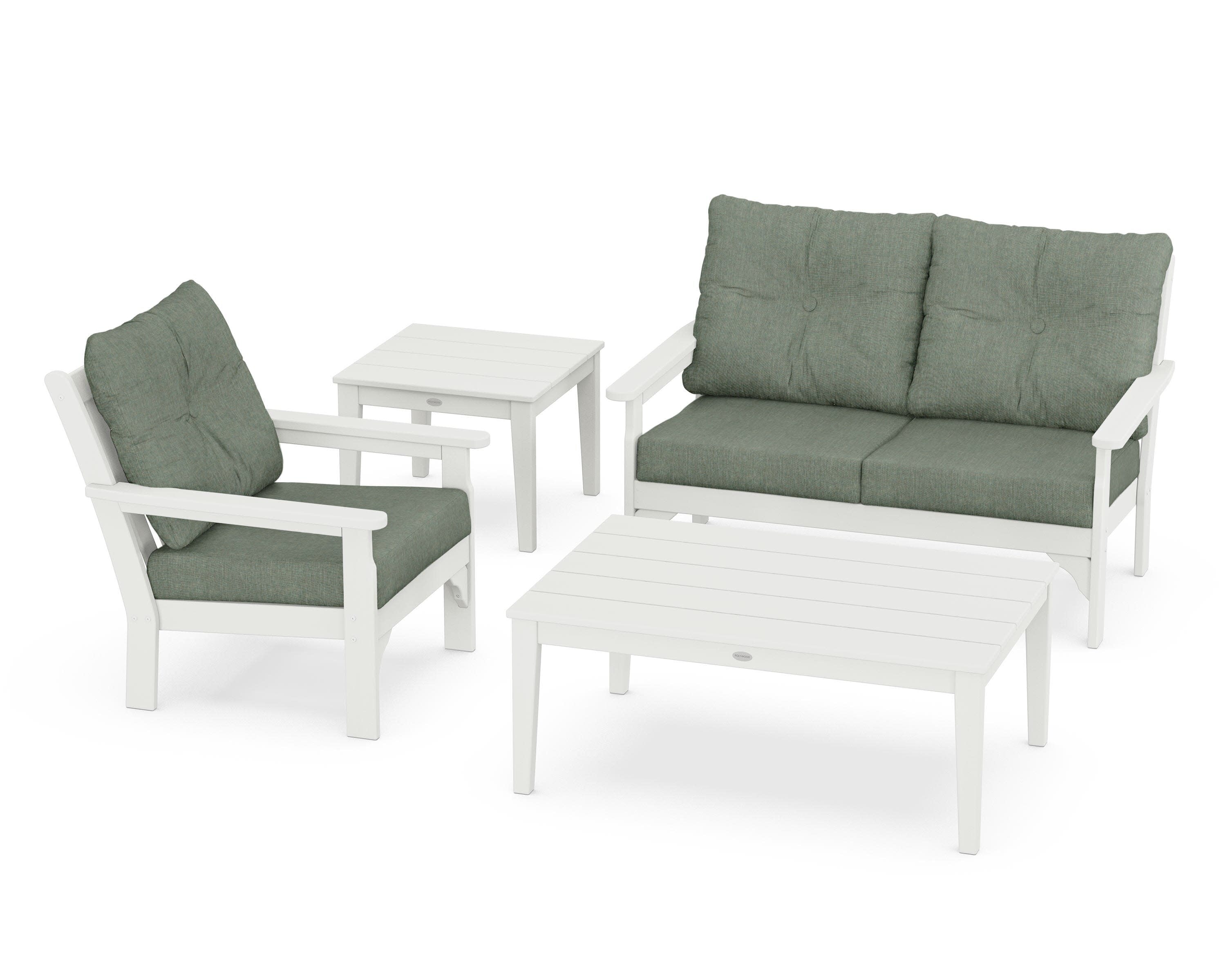 Vineyard 4-Piece Deep Seating Set in Vintage White / Cast Sage