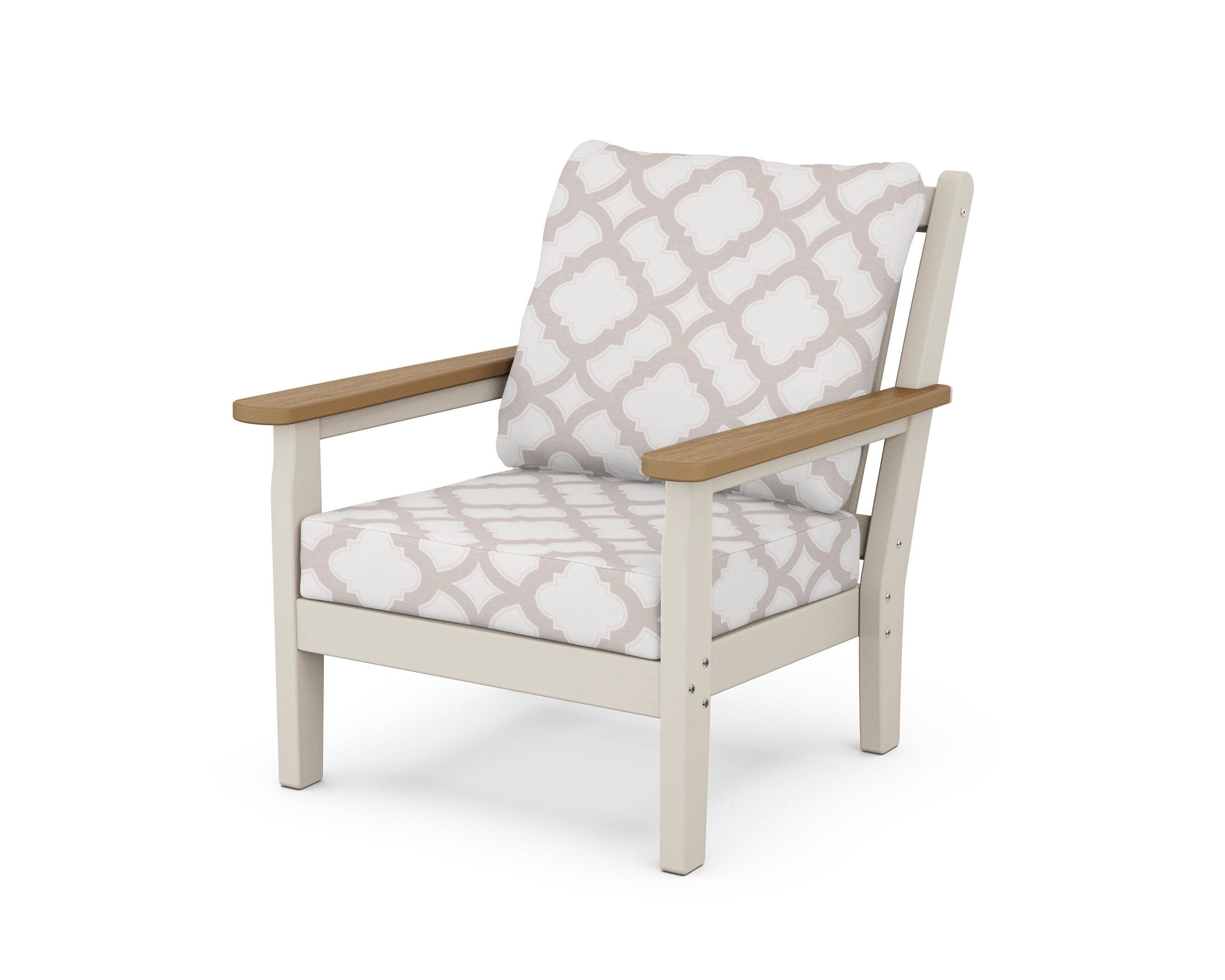 Chippendale Deep Seating Chair in Sand / Natural / Trellis Dune Burlap