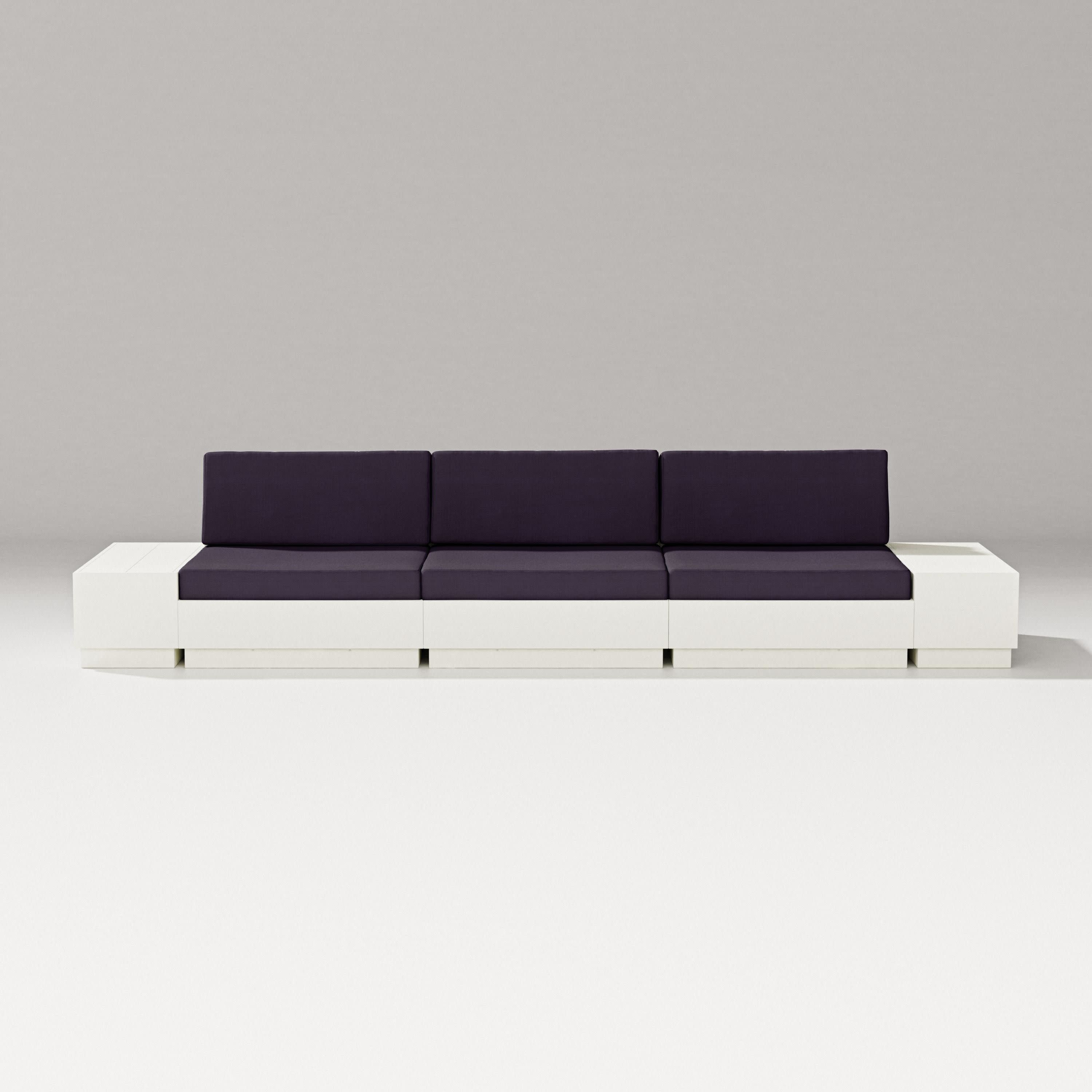 Elevate Straight Sectional in Vintage White / Navy Linen