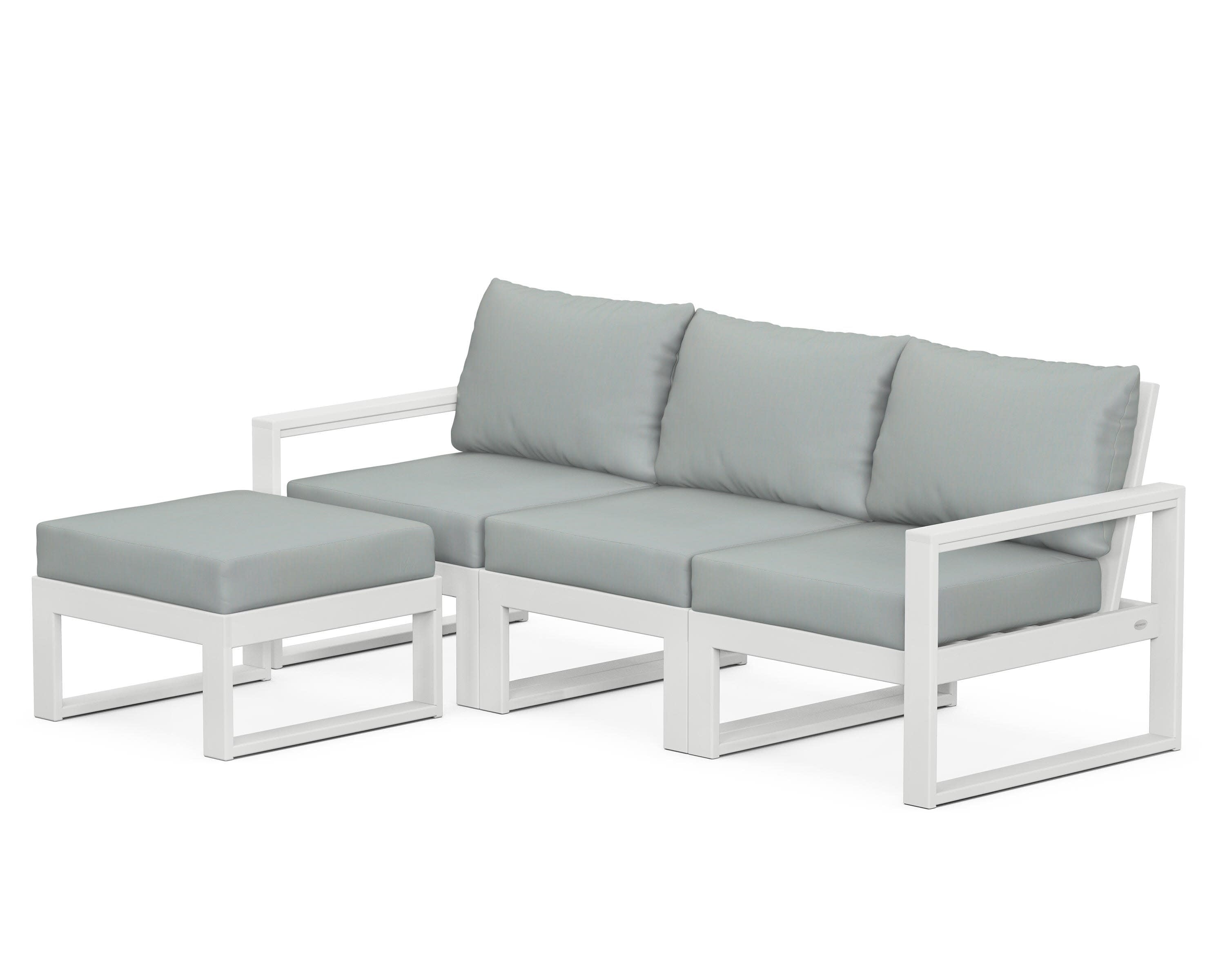 EDGE 4-Piece Modular Deep Seating Set with Ottoman in White / Spa