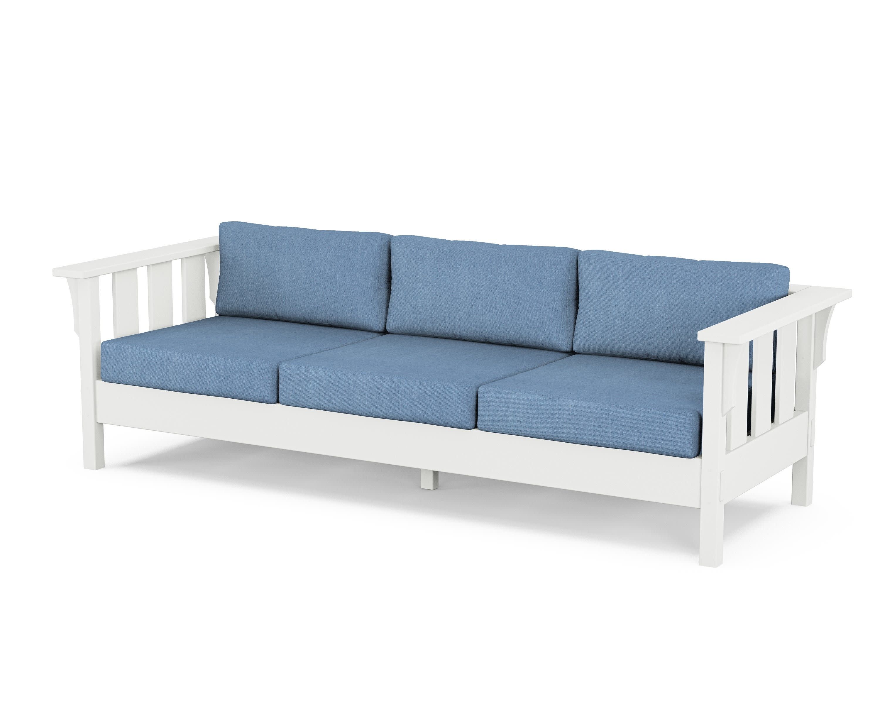 Acadia Deep Seating Sofa in White / Sky Blue