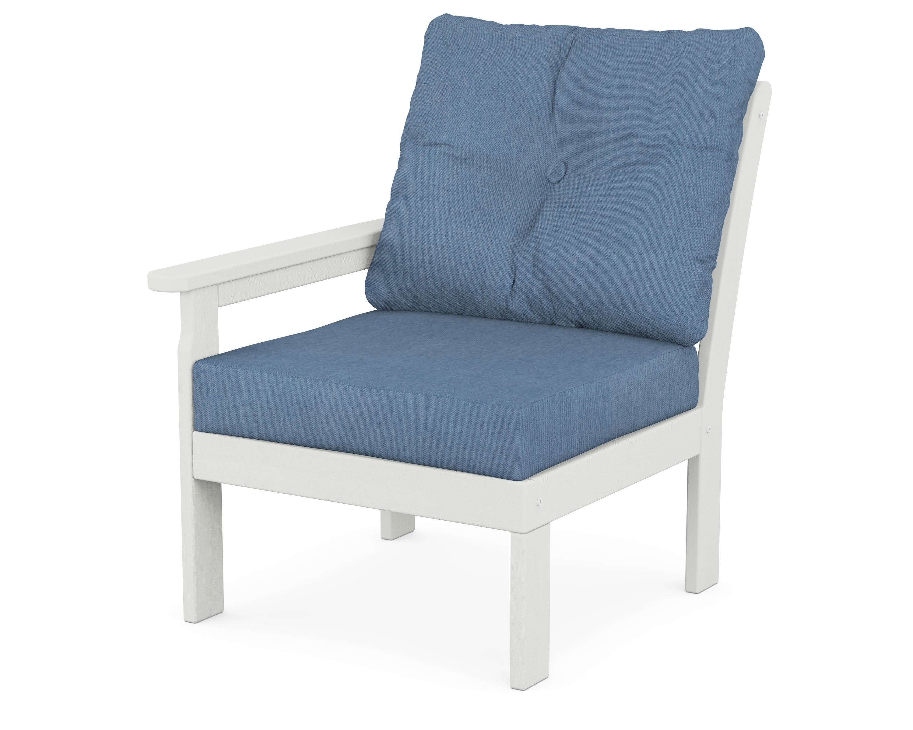 Vineyard Modular Left Arm Chair in Vintage White / Sky Blue