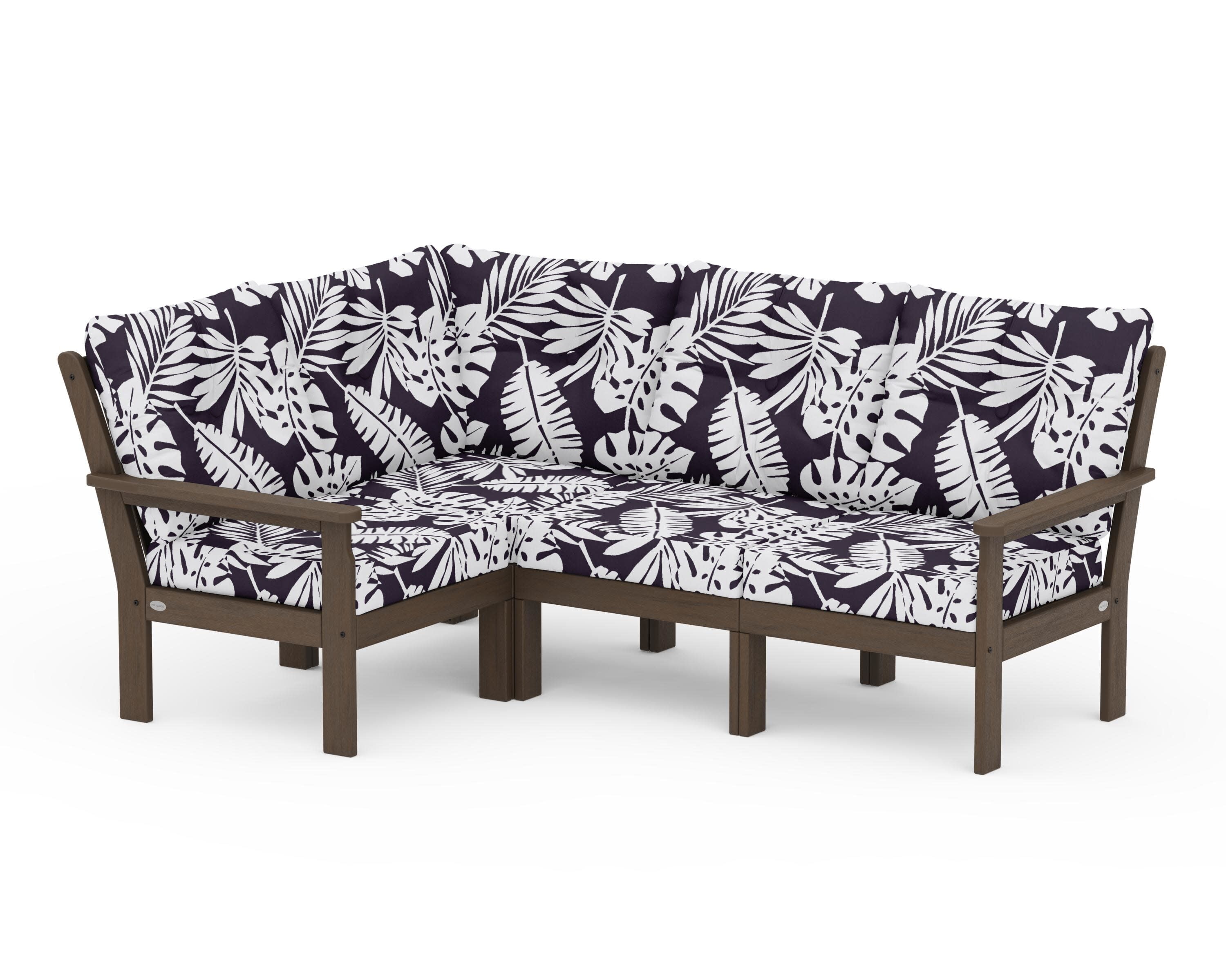 Vineyard 4-Piece Sectional in Kona / Leaf Navy