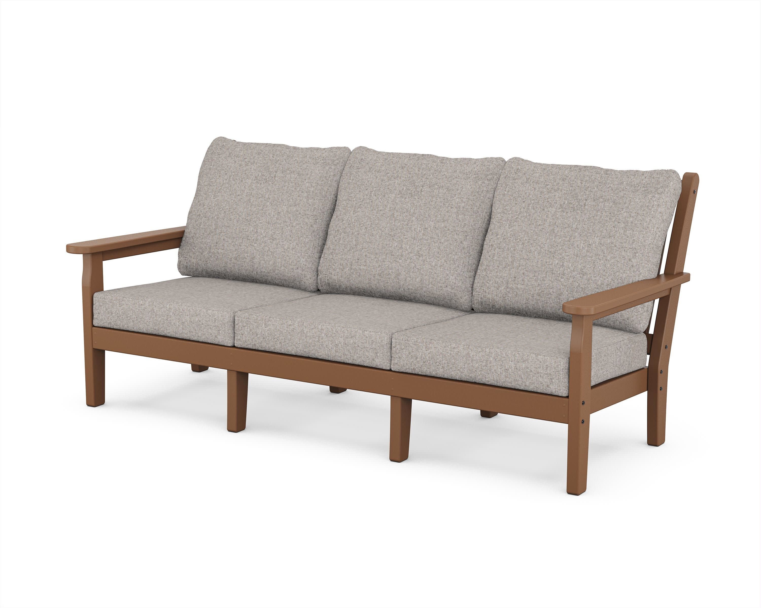 Chippendale Deep Seating Sofa in Teak / Weathered Tweed