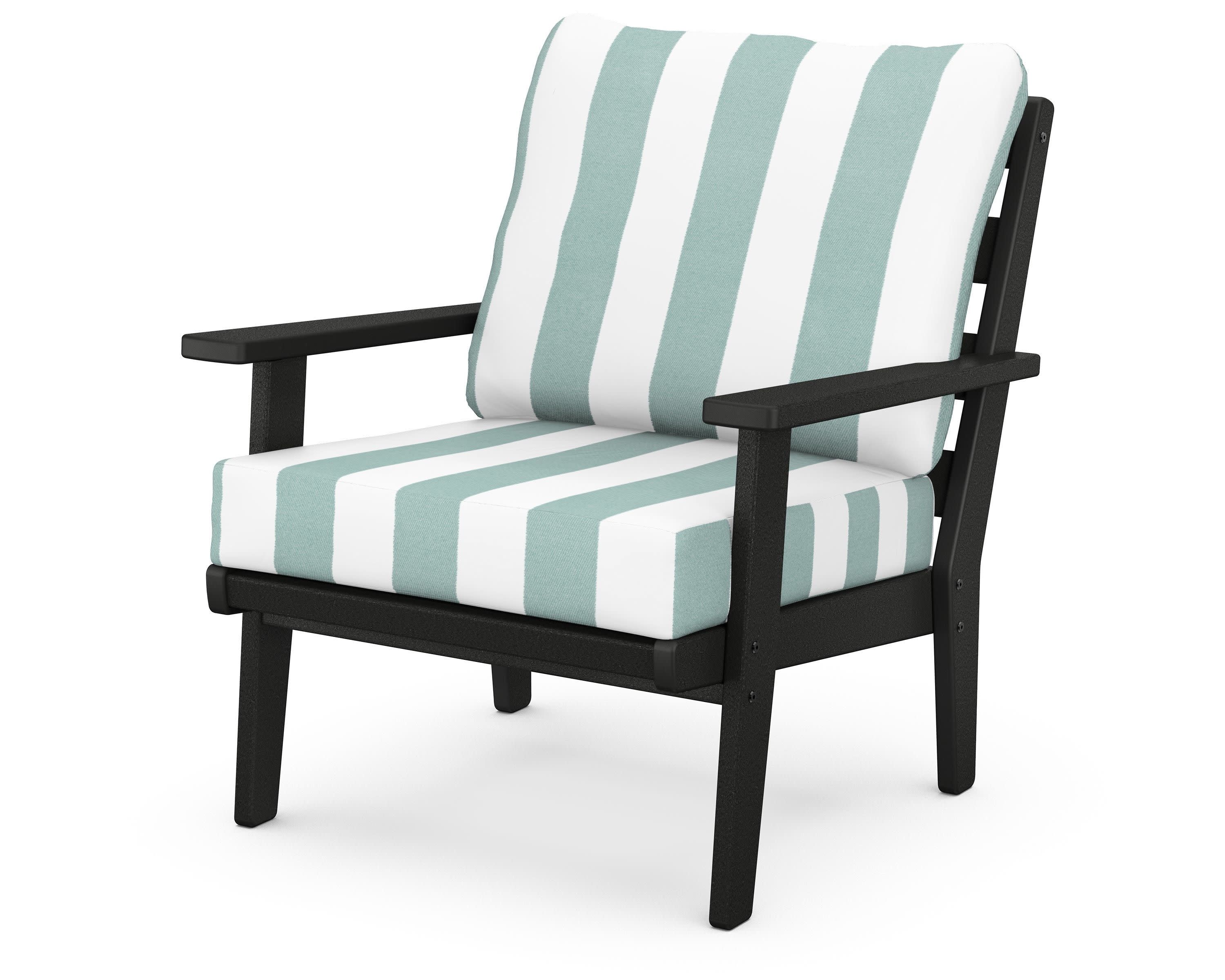 Grant Park Deep Seating Chair in Black / Cabana Stripe Glacier Spa