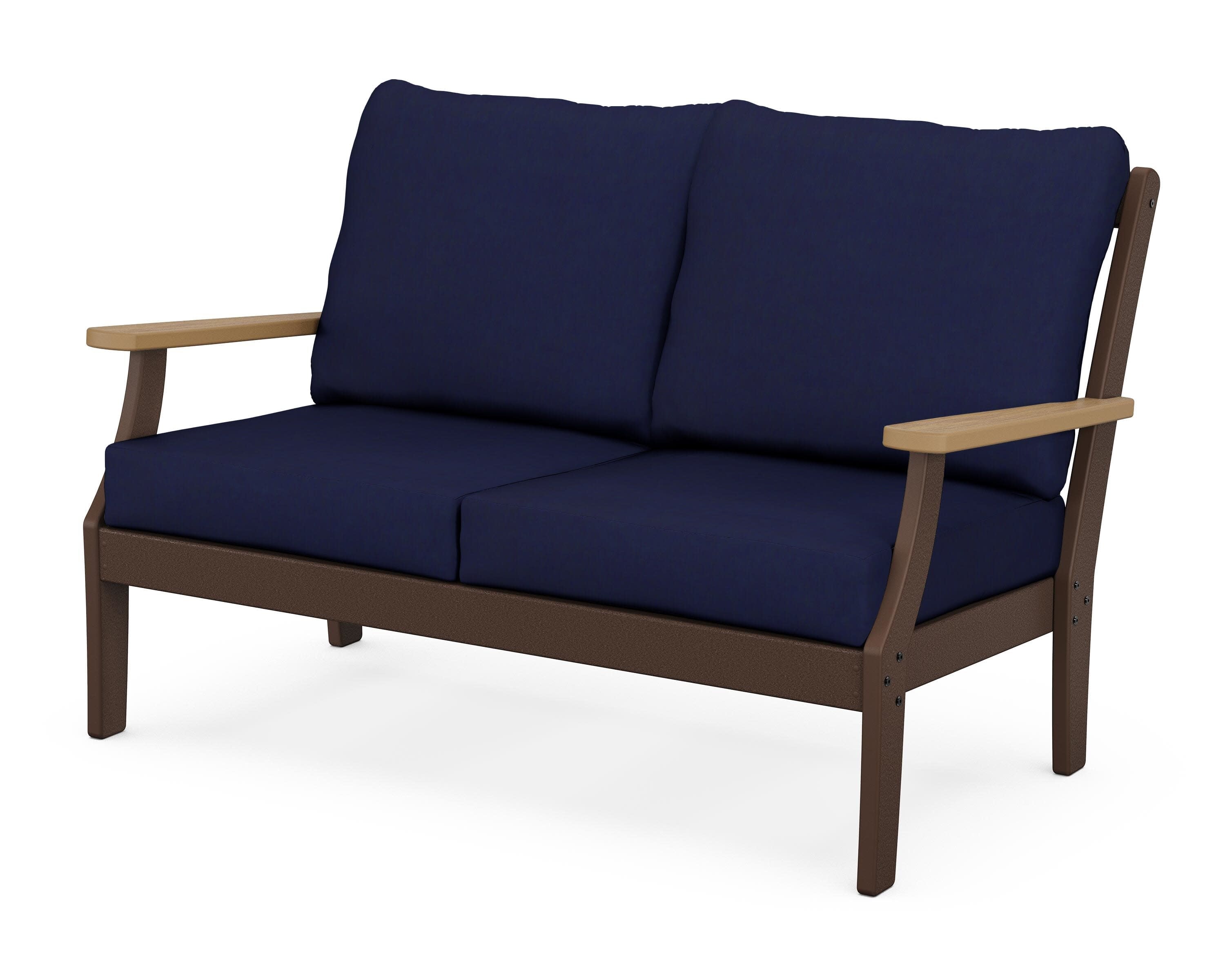 Braxton Deep Seating Loveseat in Mahogany / Natural / Navy