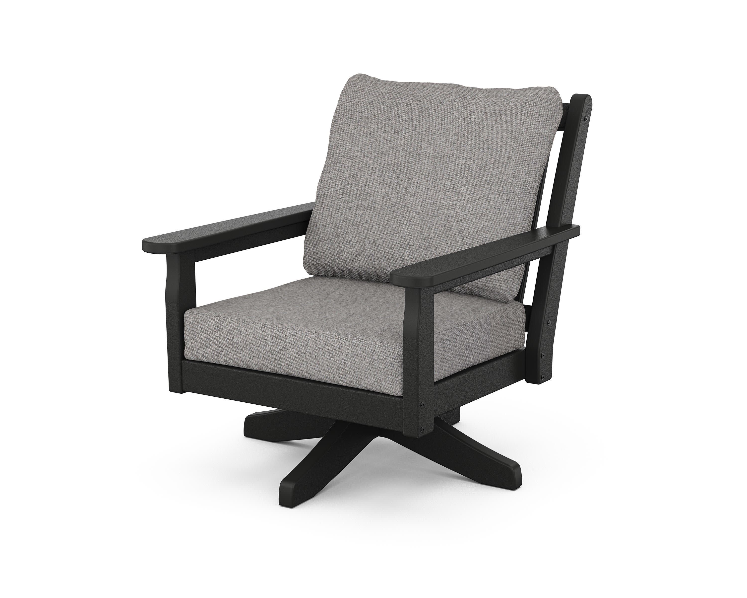 Chippendale Deep Seating Swivel Chair in Black / Grey Mist