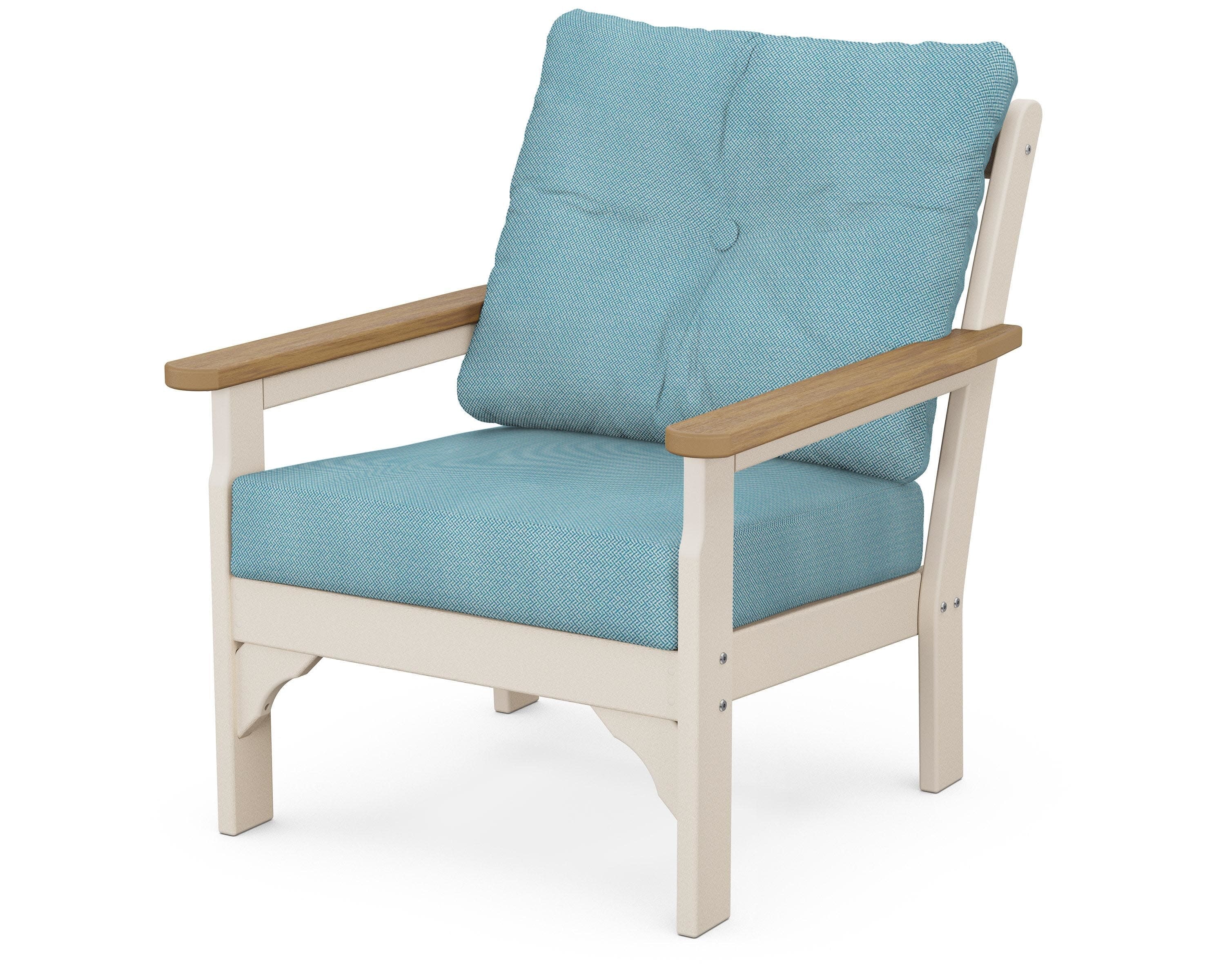 Vineyard Deep Seating Chair in Sand / Natural / Lattice Sky Blue