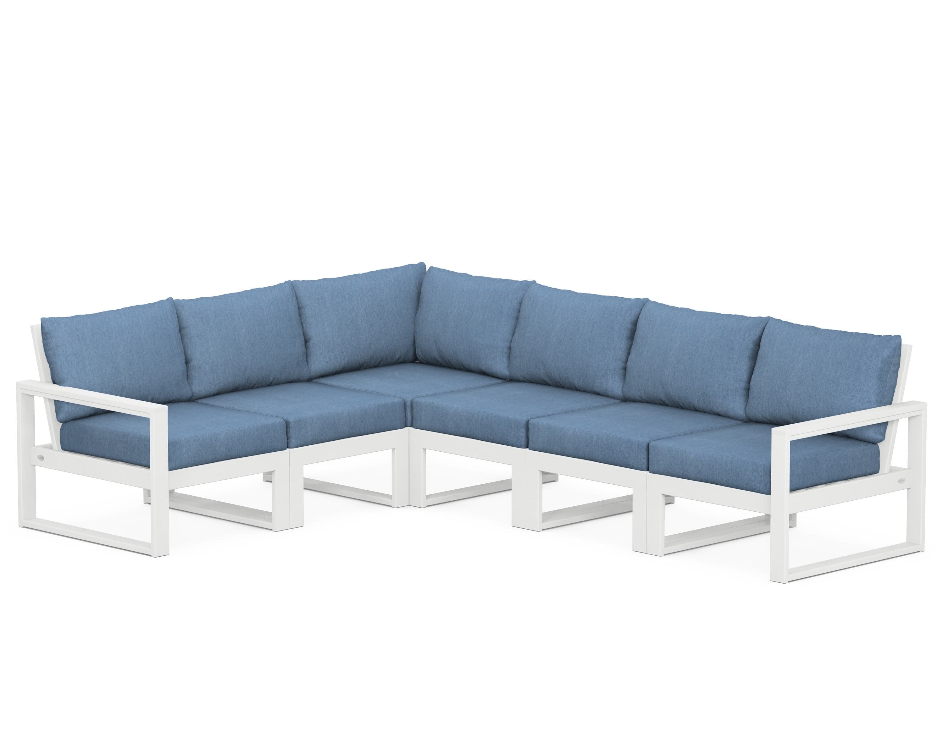 EDGE 6-Piece Modular Deep Seating Set in White / Sky Blue