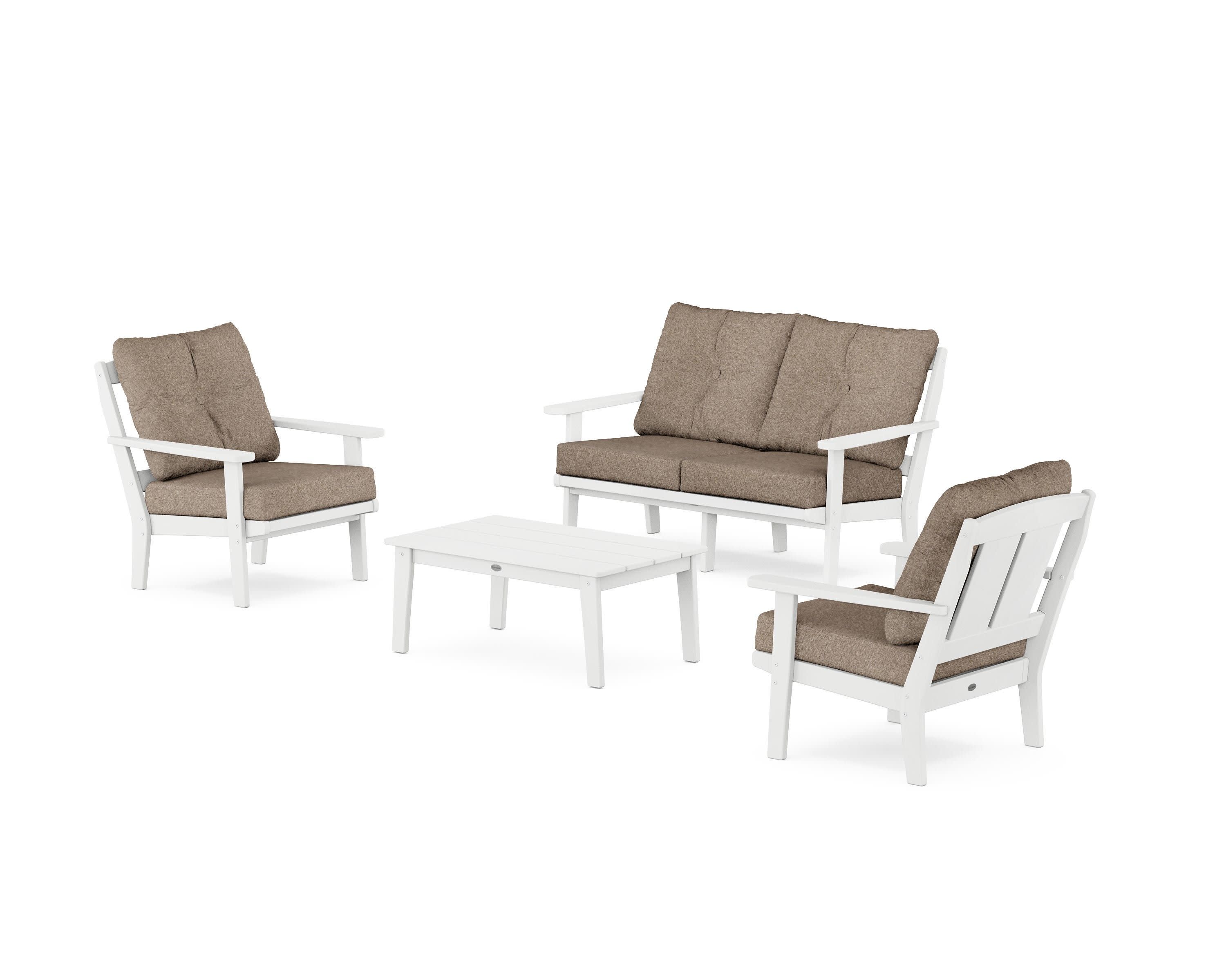 Mission 4-Piece Deep Seating Set with Loveseat in White / Spiced Burlap