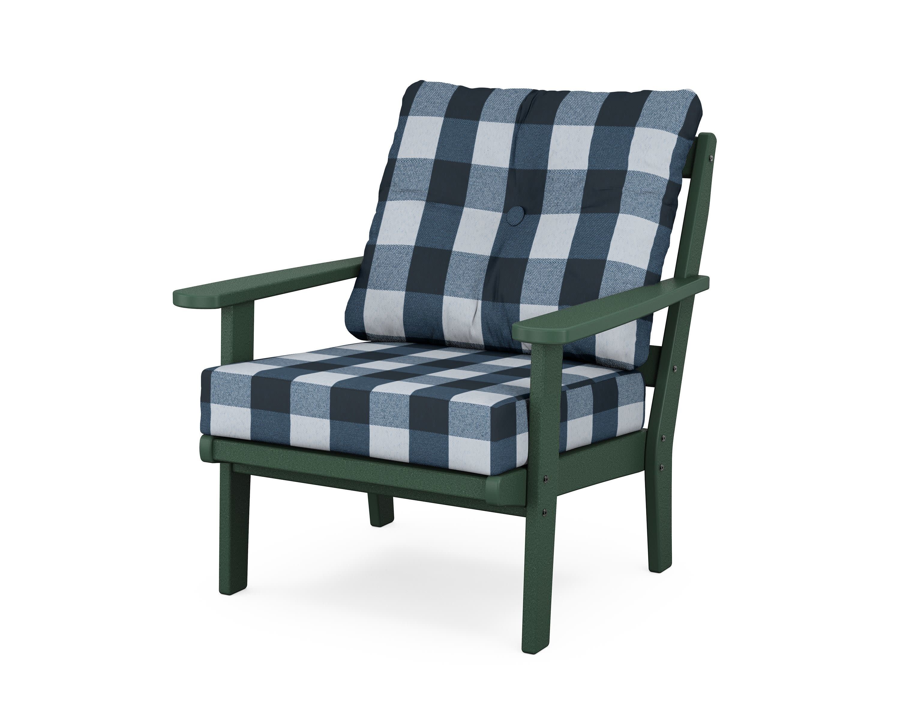 Mission Deep Seating Chair in Green / Buffalo Plaid Marine Indigo