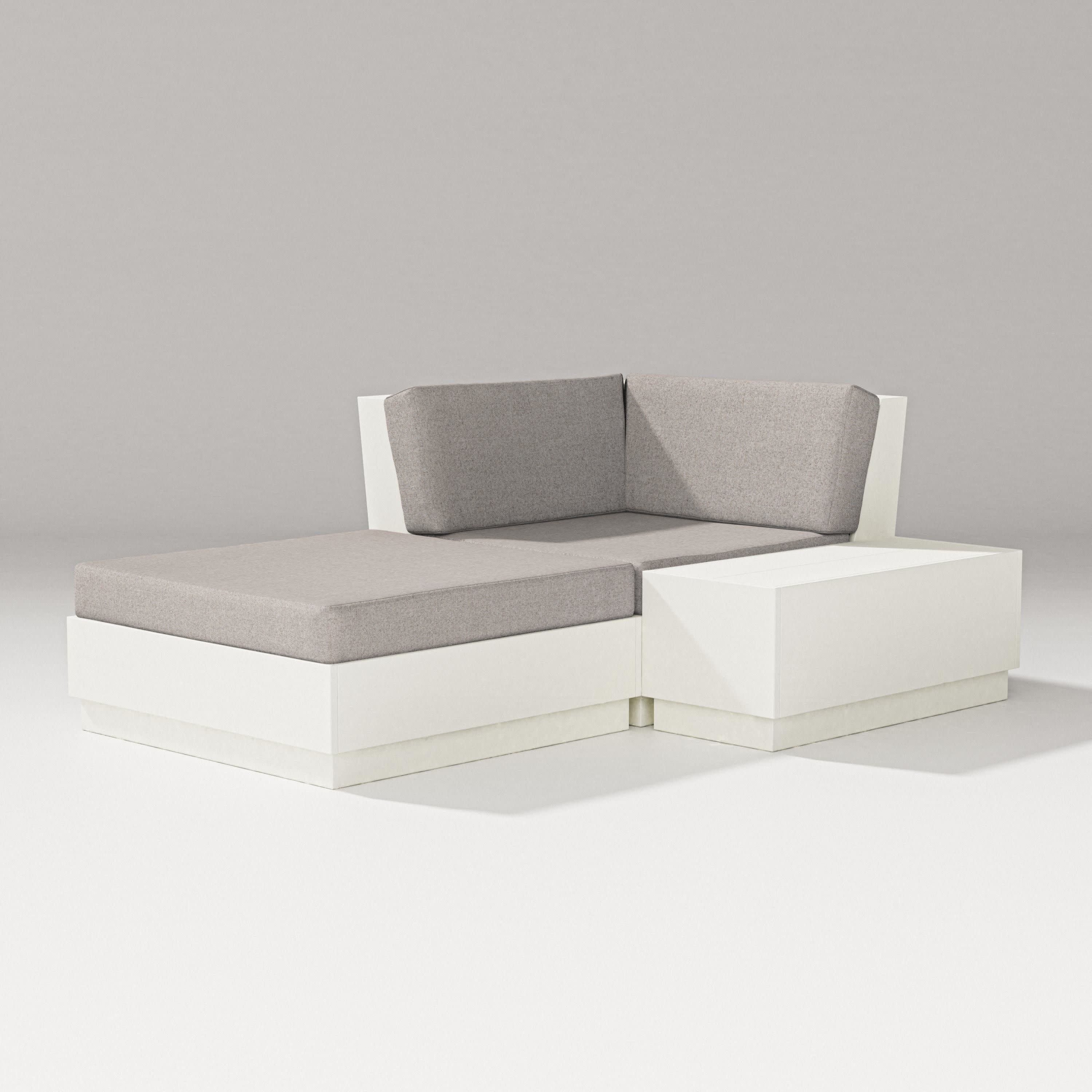 Elevate Corner Chaise in Vintage White / Weathered Tweed
