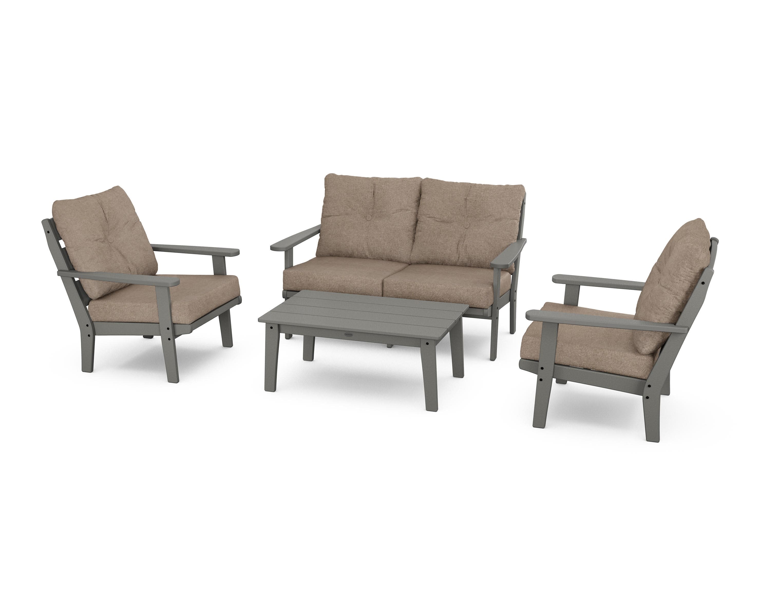 Lakeside 4-Piece Deep Seating Set in Slate Grey / Spiced Burlap
