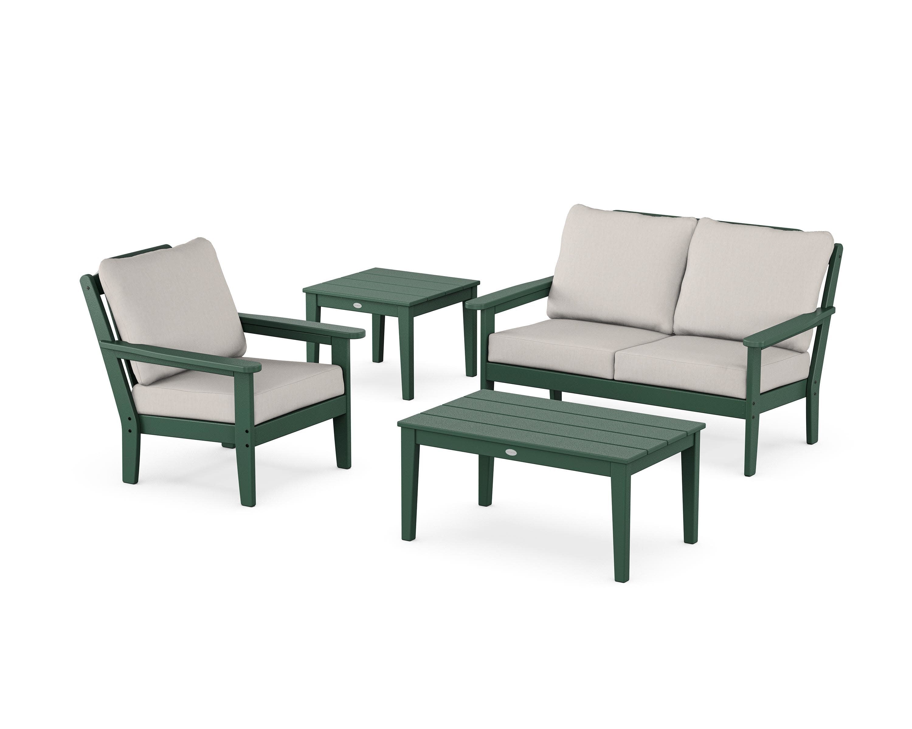 Wovendale 4-Piece Deep Seating Set in Green / Cast Ash