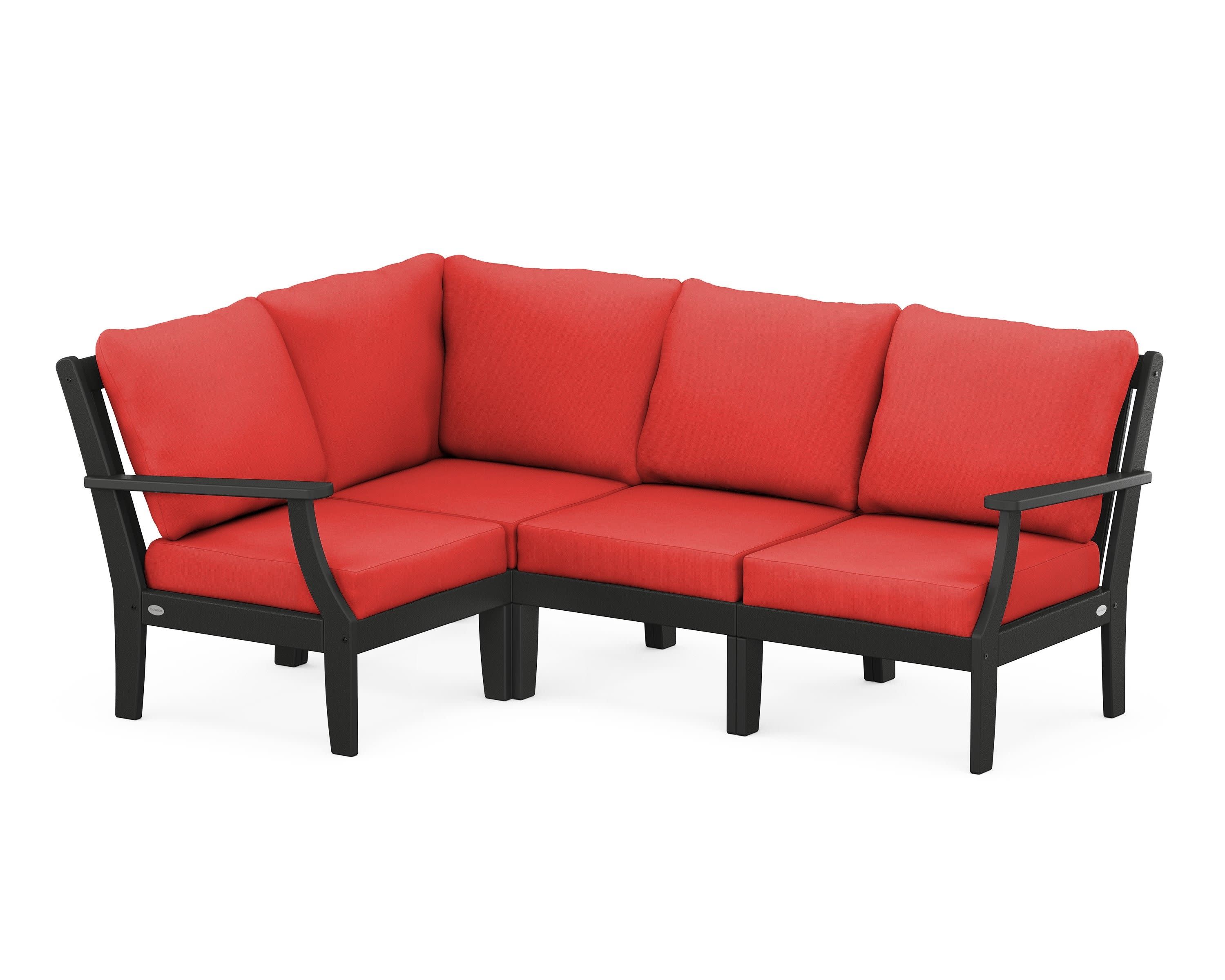 Braxton Modular 4-Piece Deep Seating Set in Black / Crimson Linen