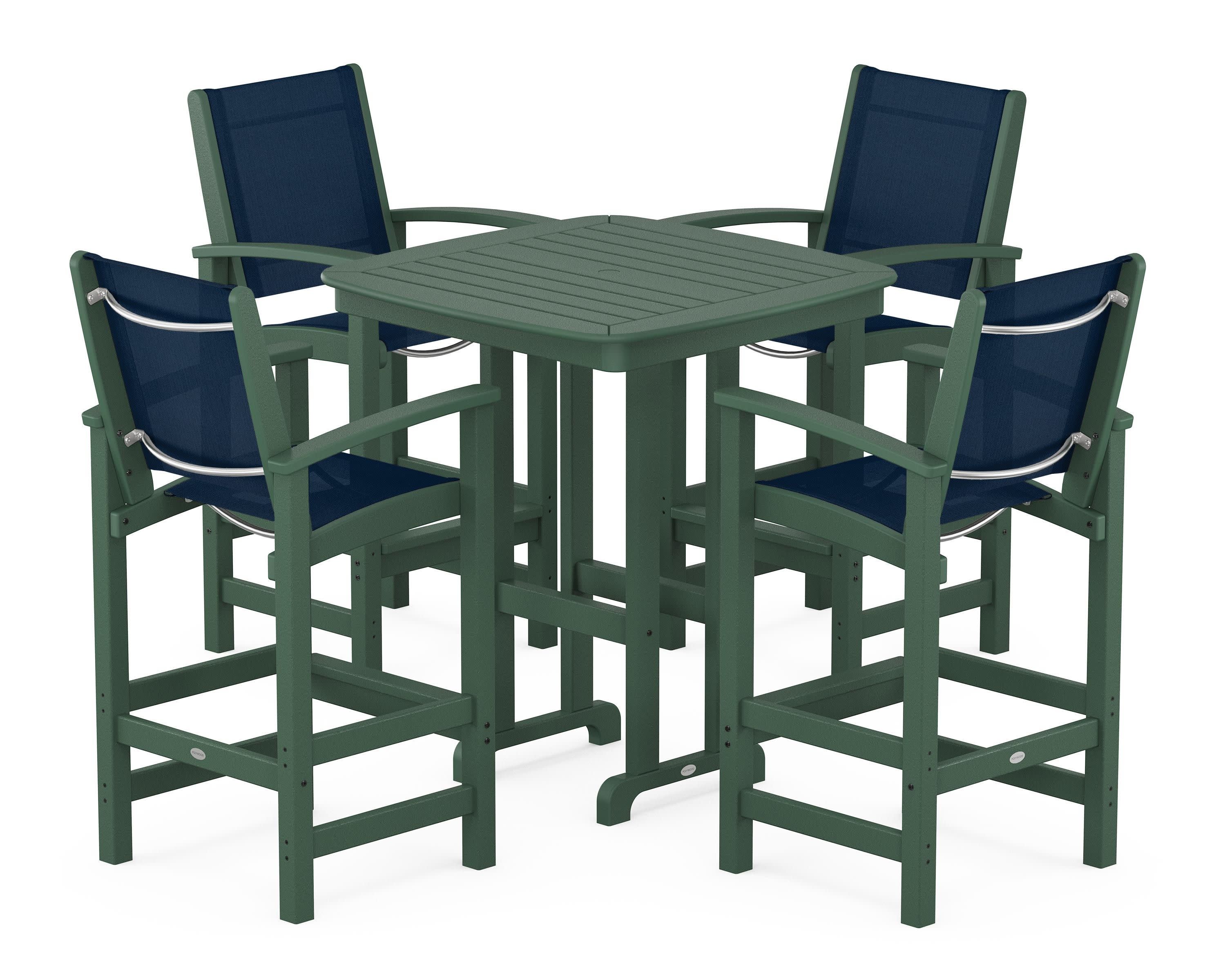 Coastal 5-Piece Bar Set in Green / Navy Blue Sling