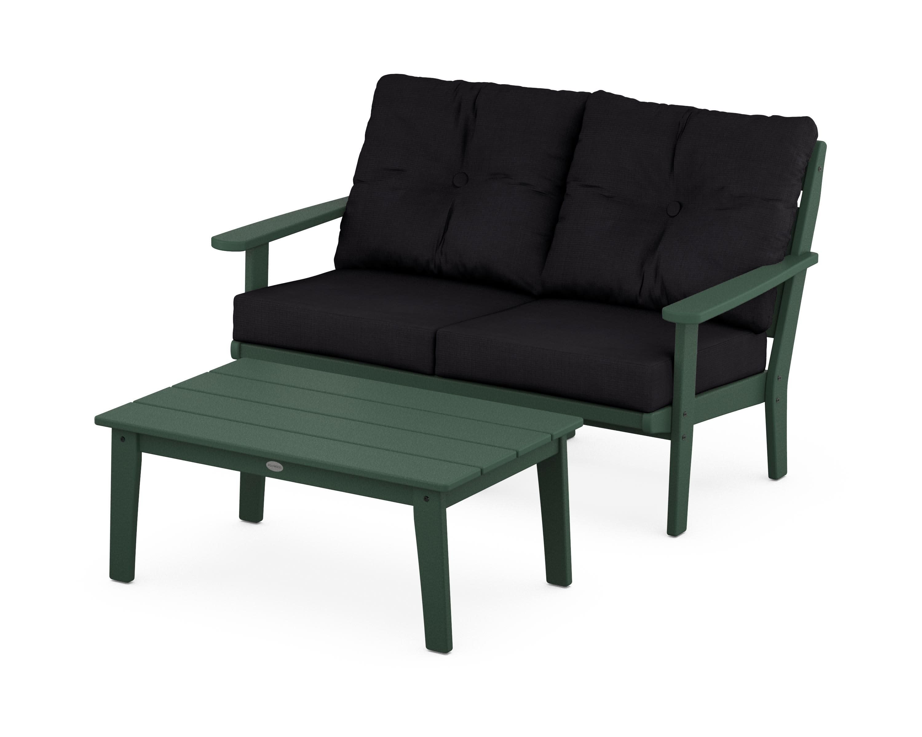 Lakeside 2-Piece Lounge Loveseat Set in Green / Midnight Linen