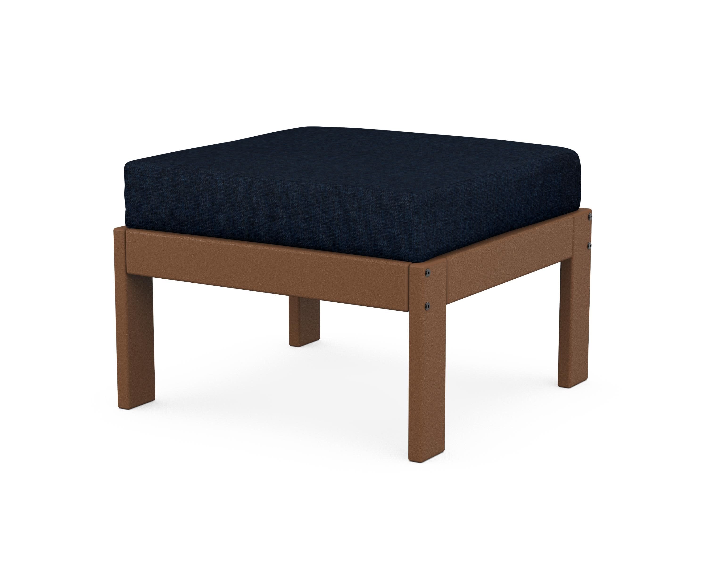 Vineyard Modular Ottoman in Teak / Marine Indigo