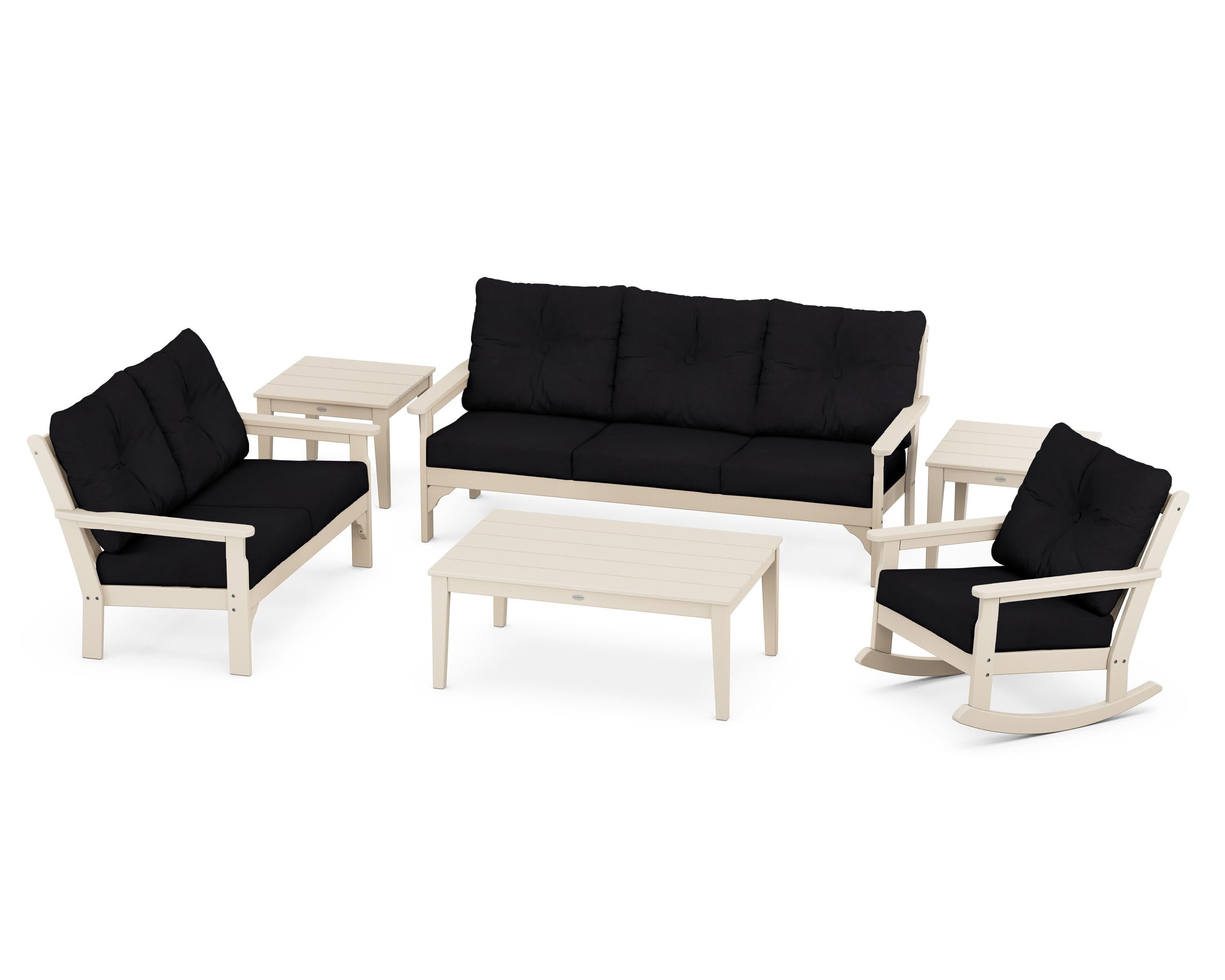 Vineyard 6-Piece Deep Seating Set in Sand / Midnight Linen
