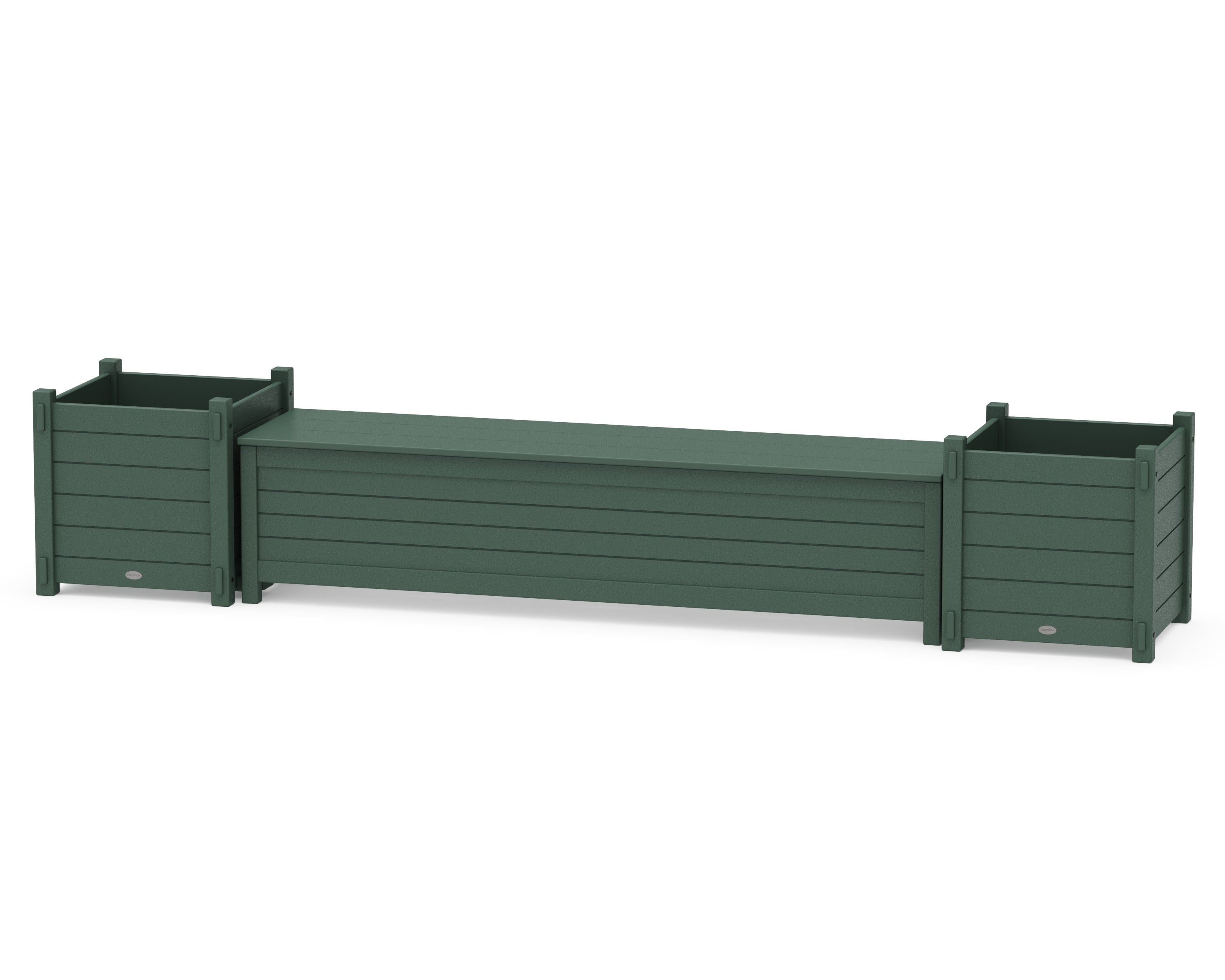 72" Nautical Straight Planter Storage Bench Set- Large in Green