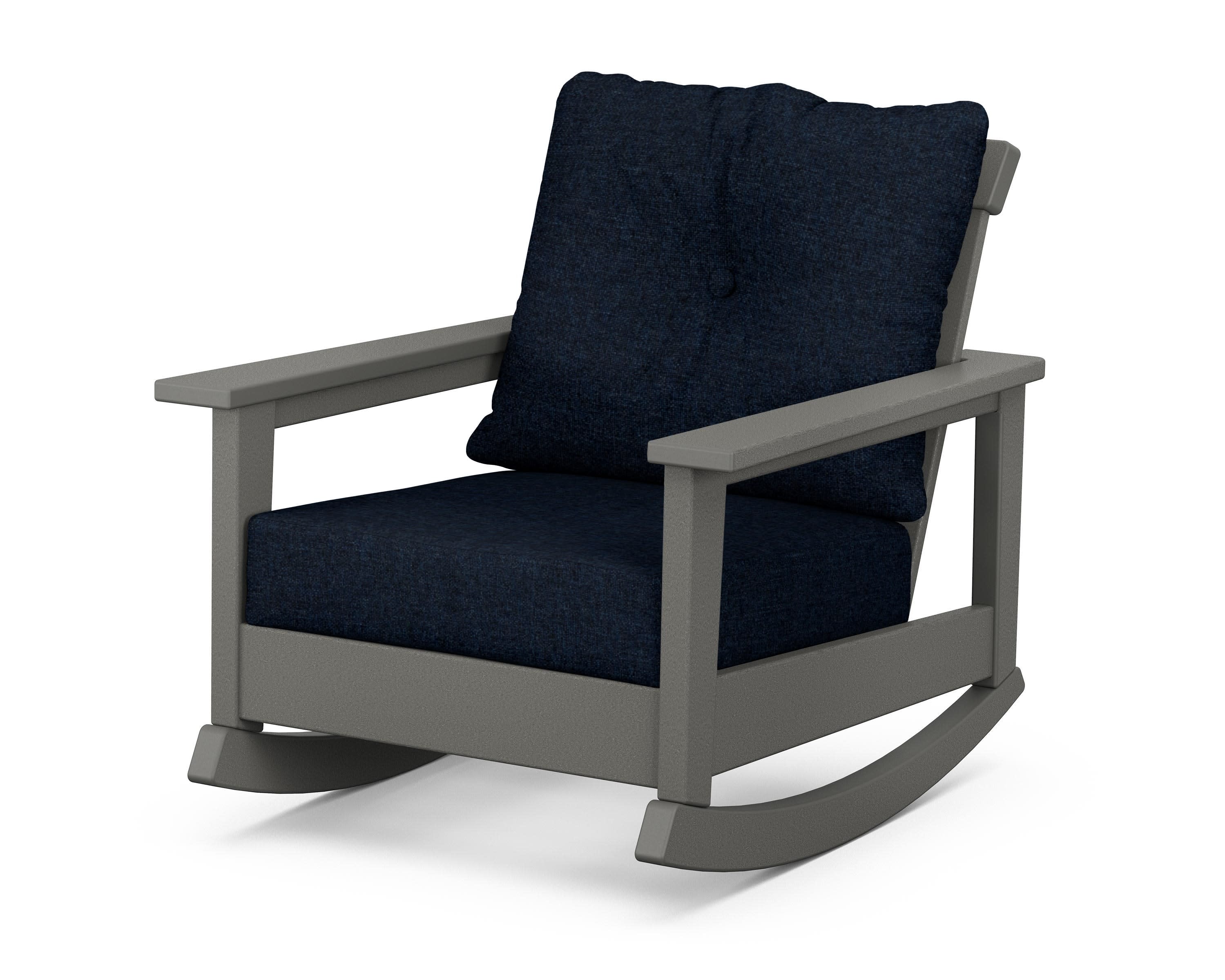Prescott Deep Seating Rocking Chair in Slate Grey / Marine Indigo