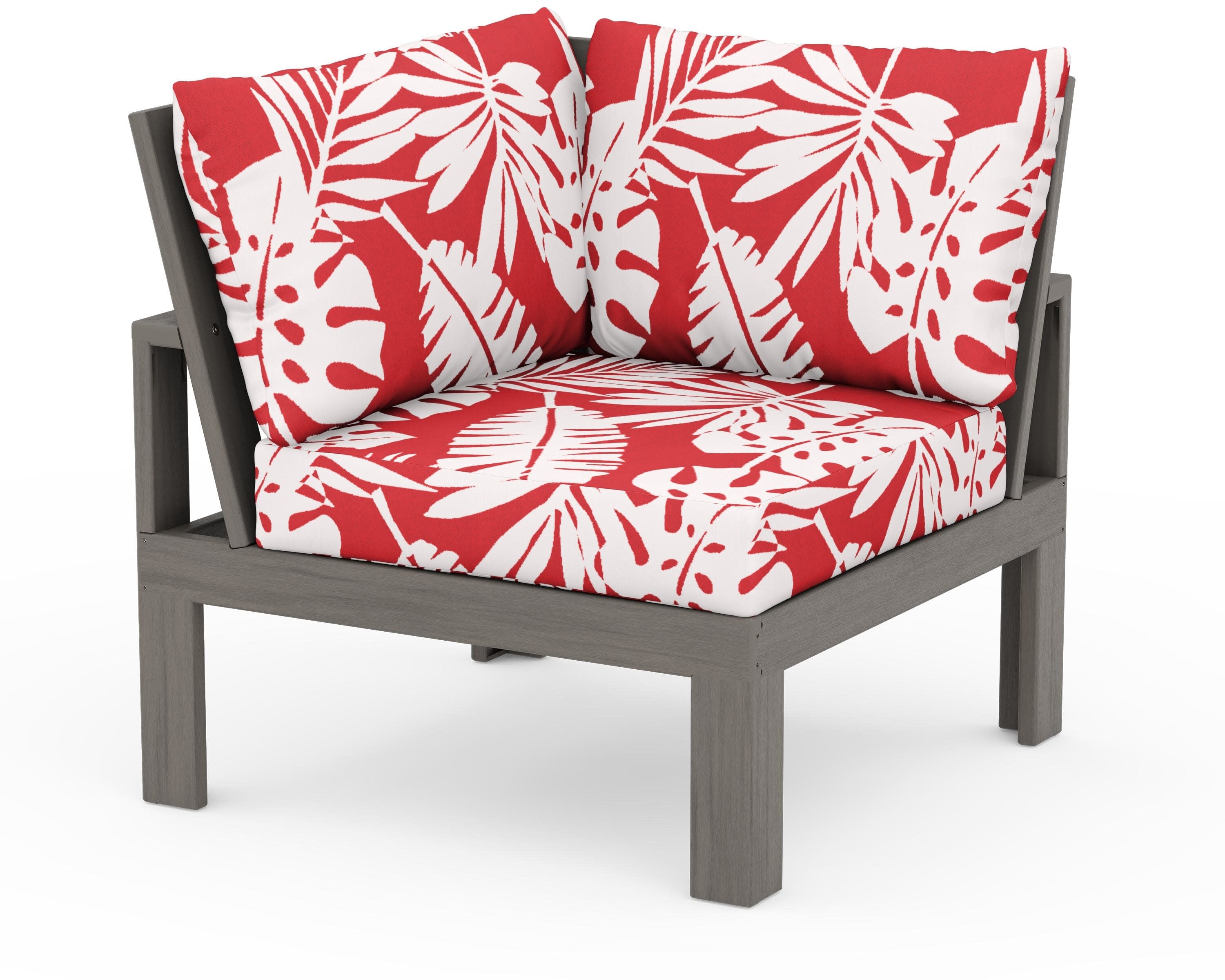 Modular Corner Chair in Driftwood / Leaf Crimson