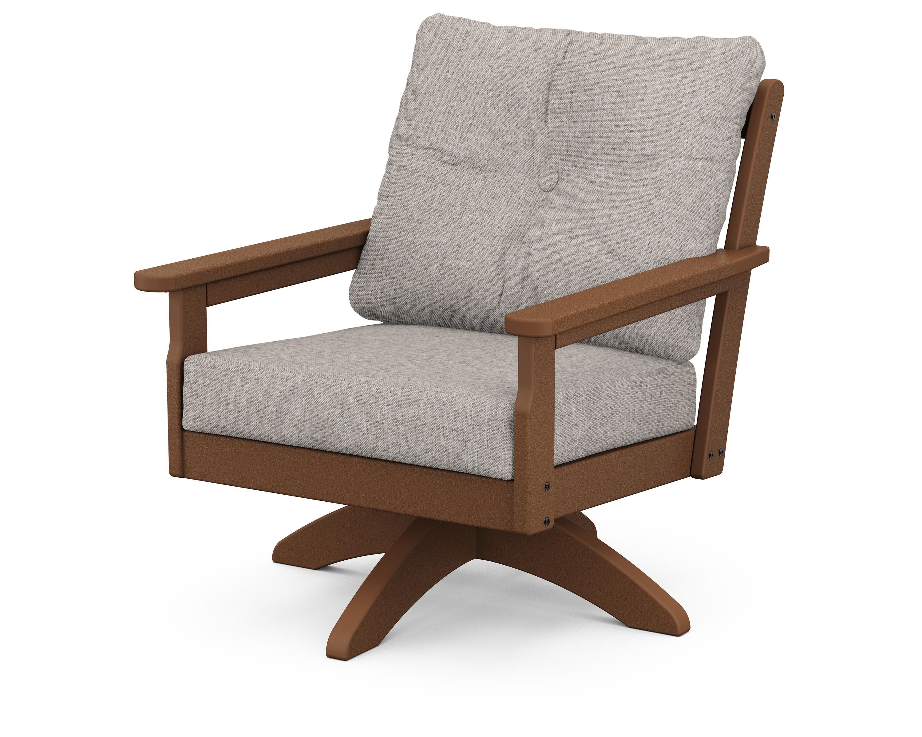 Vineyard Deep Seating Swivel Chair in Teak / Weathered Tweed
