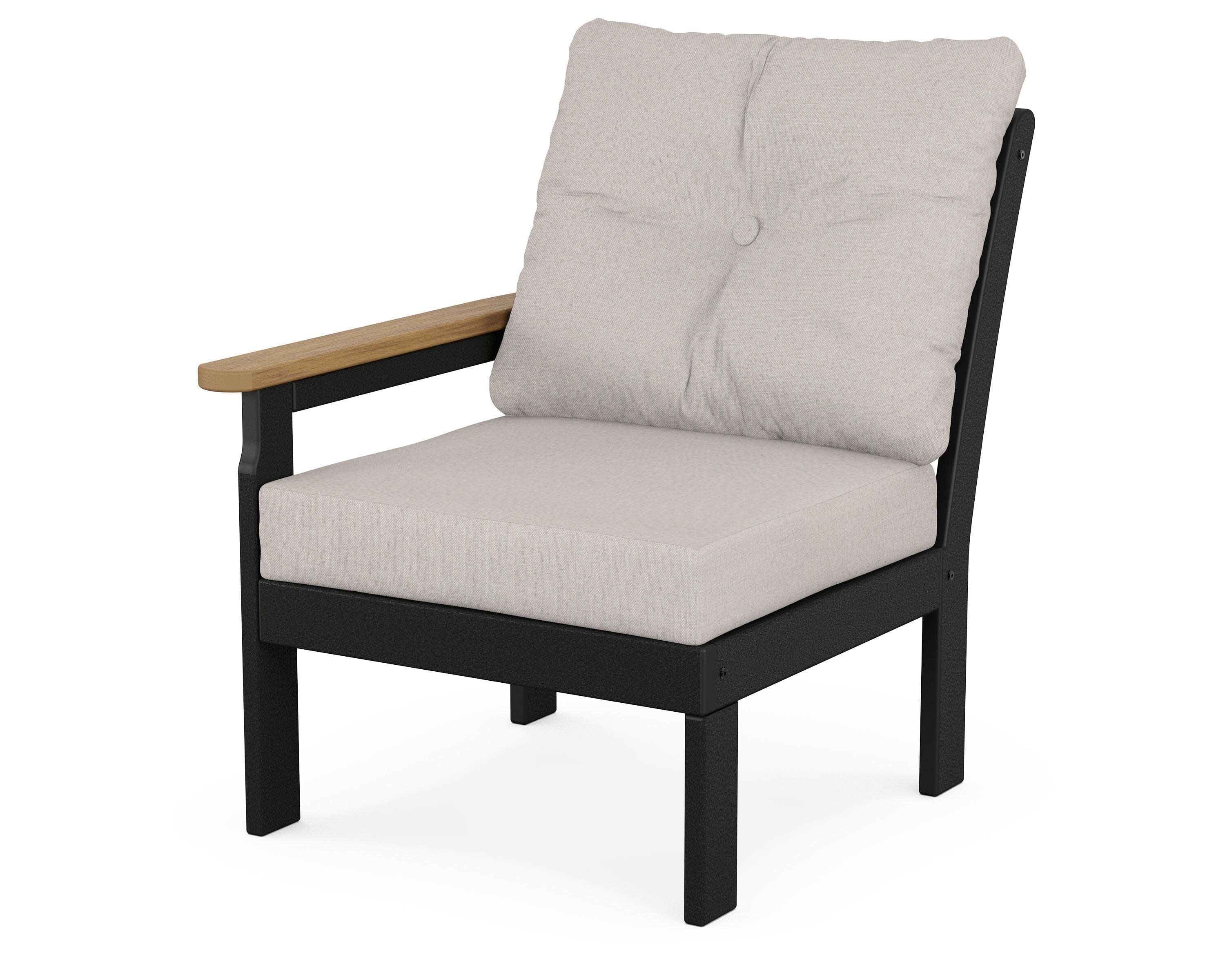 Vineyard Modular Left Arm Chair in Black / Natural / Dune Burlap