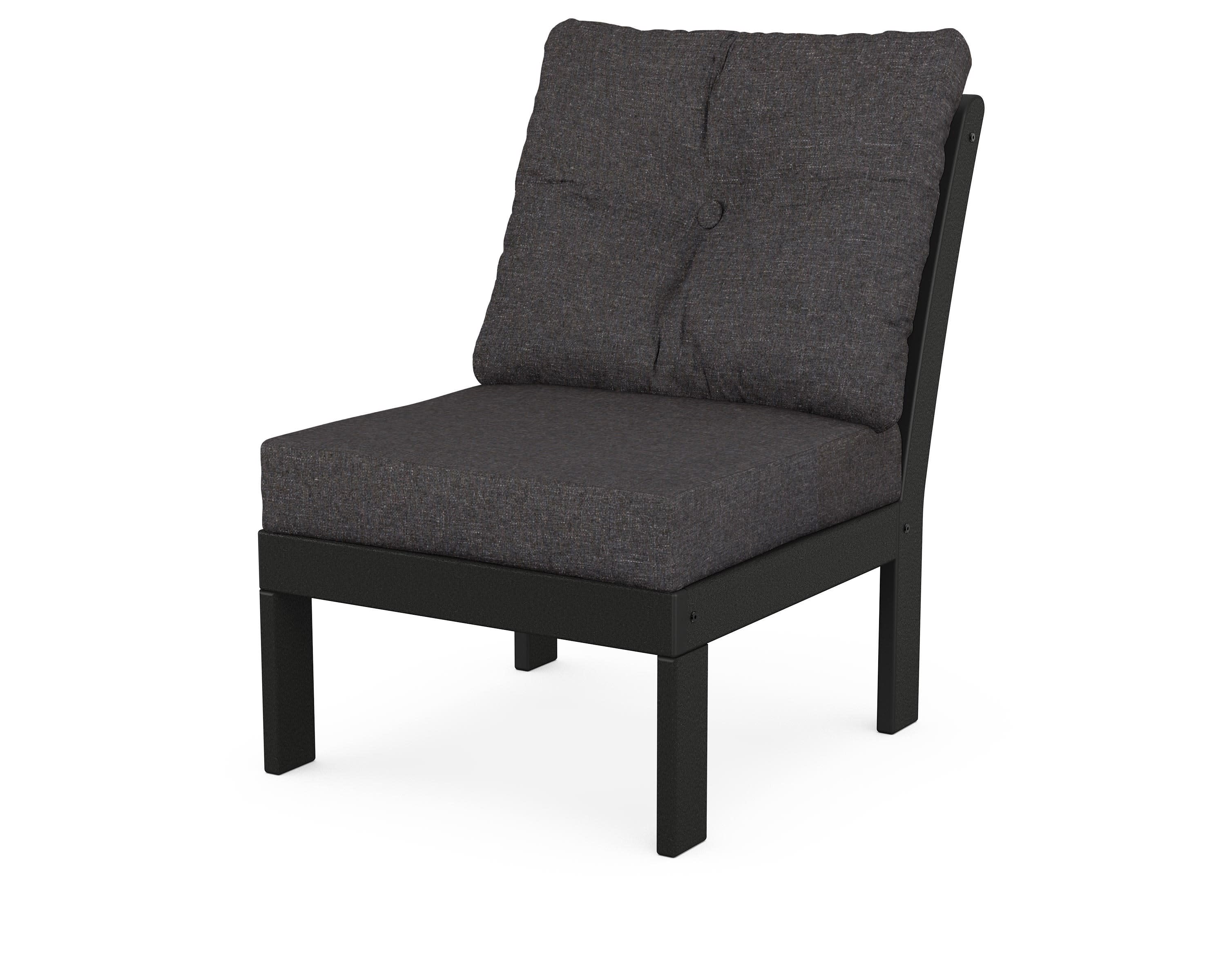 Vineyard Modular Armless Chair in Black / Ash Charcoal