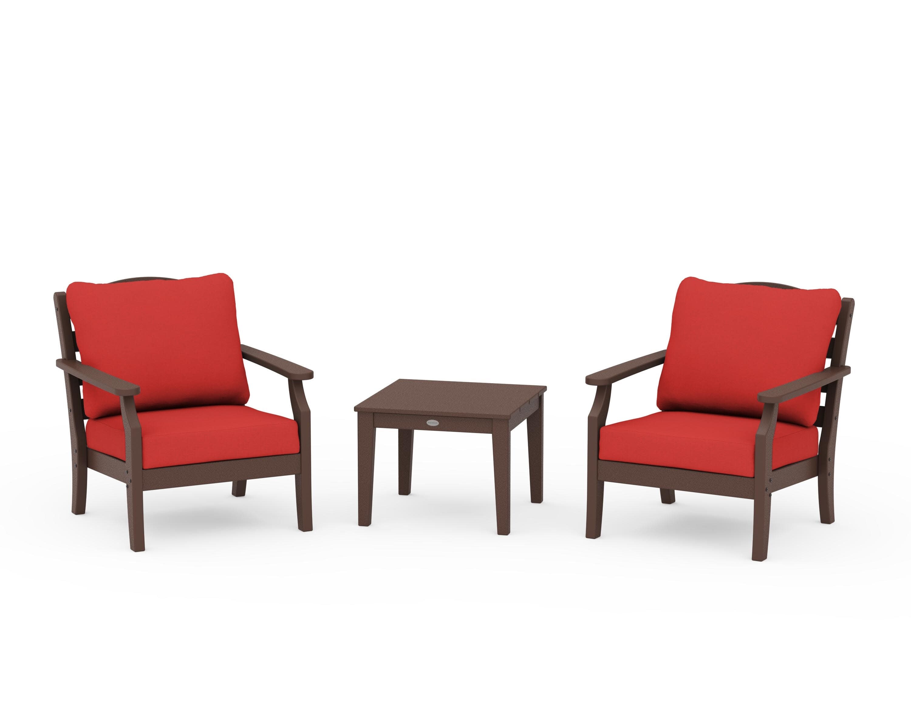 Savannah 3-Piece Deep Seating Set in Mahogany / Crimson Linen