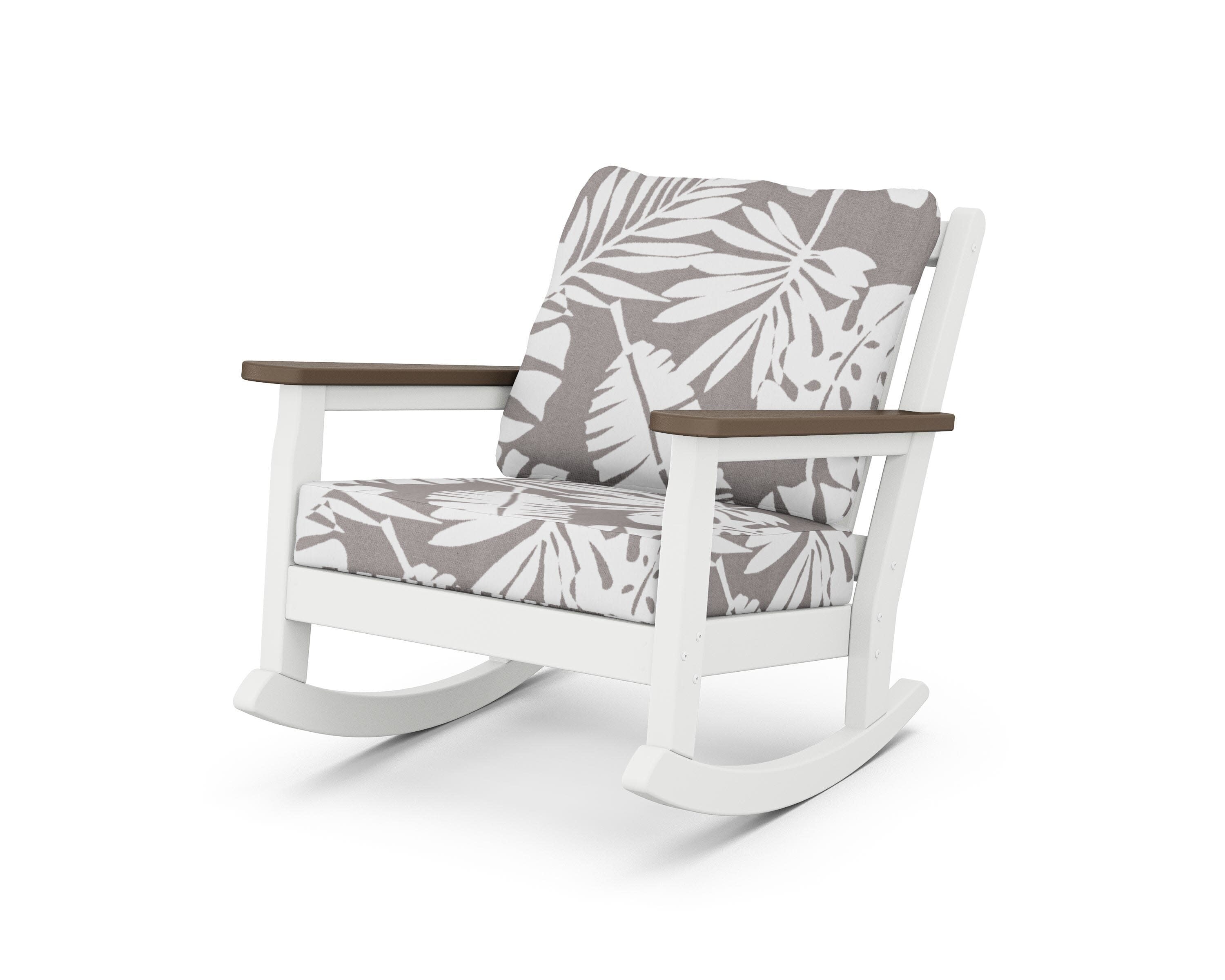 Chippendale Deep Seating Rocking Chair in White / Kona / Leaf Grey Mist